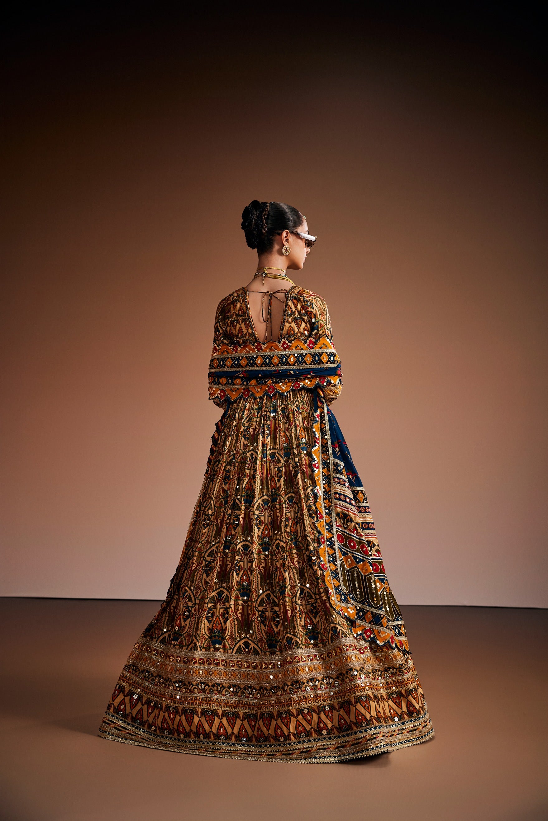Warm Ivory & Peacock Teal Anarkali