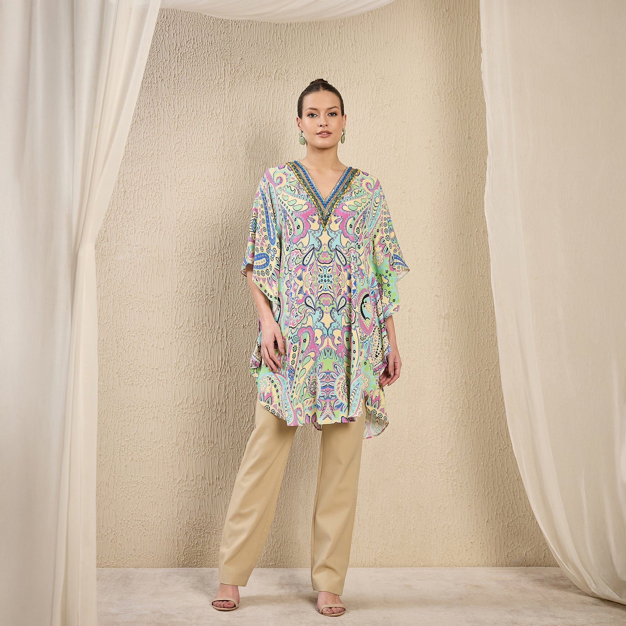 Green and Yellow Paisley Tunic