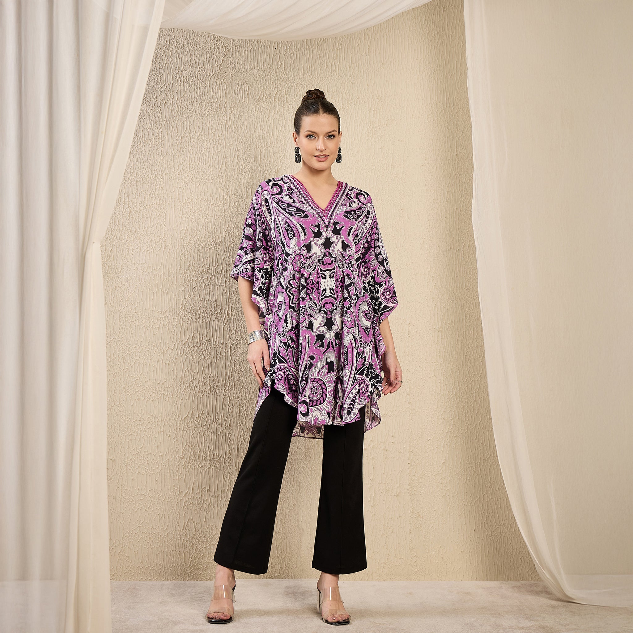 Mauve and Black Paisley Tunic