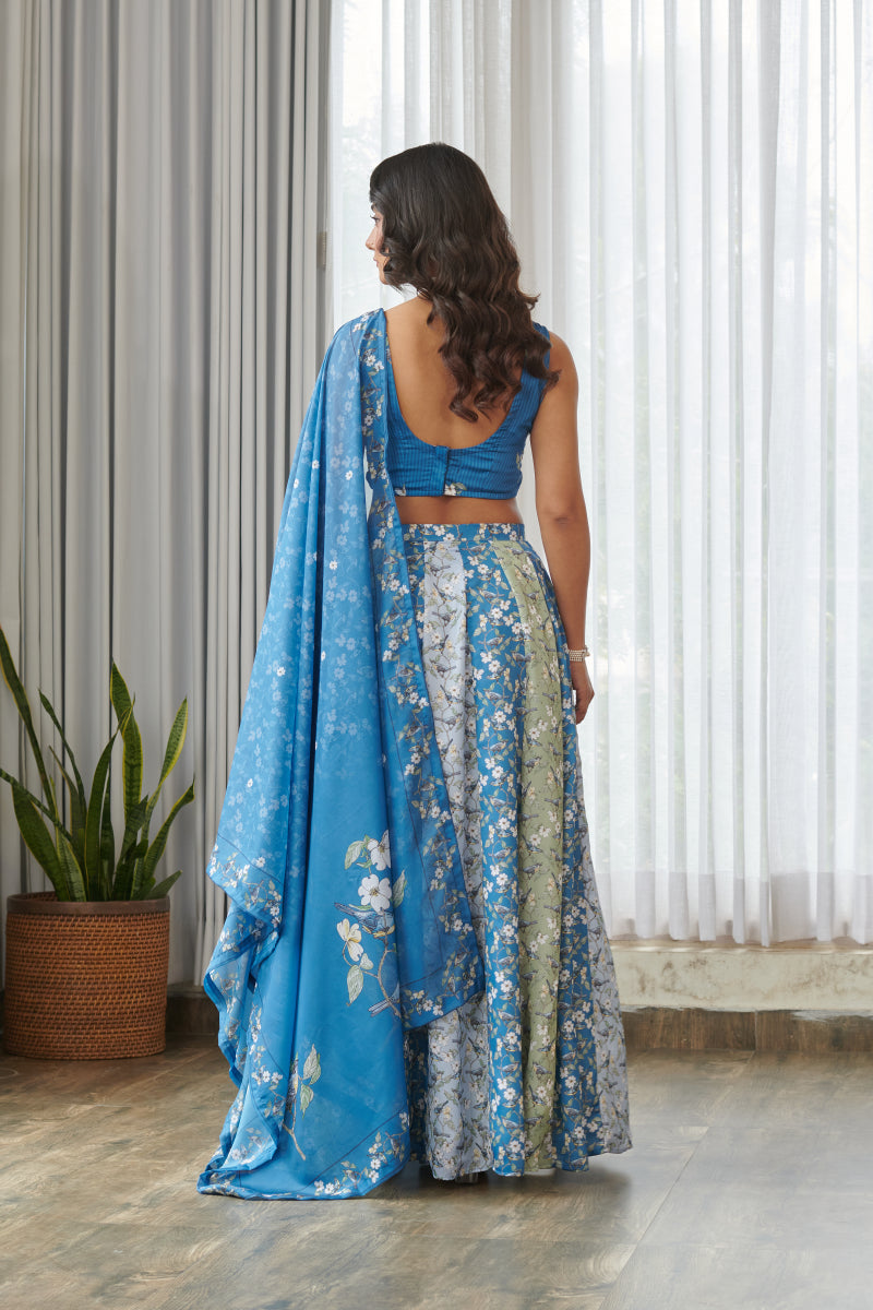 Indra Blue Kali Lehenga