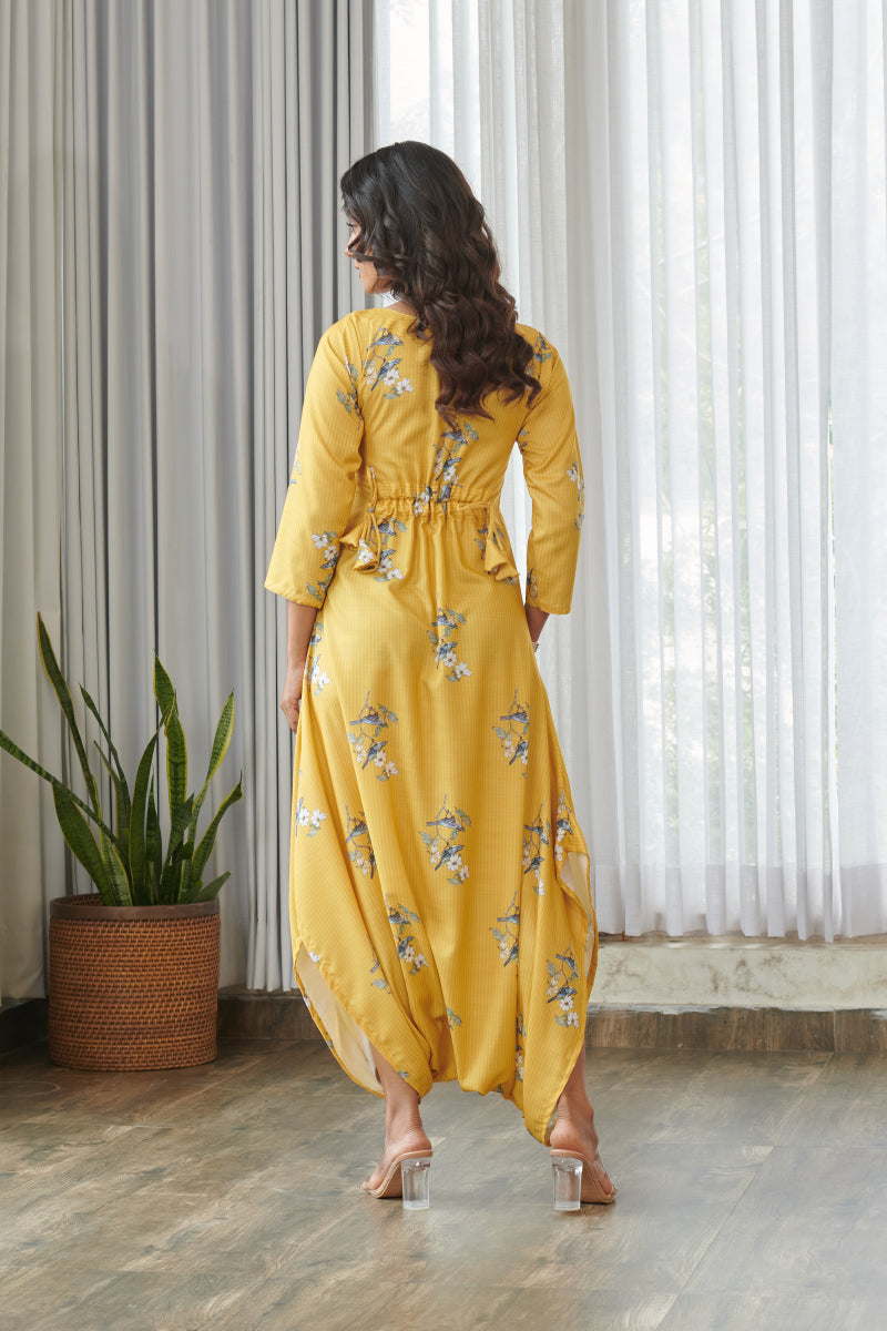 Kesar Yellow Dhoti Jumpsuit