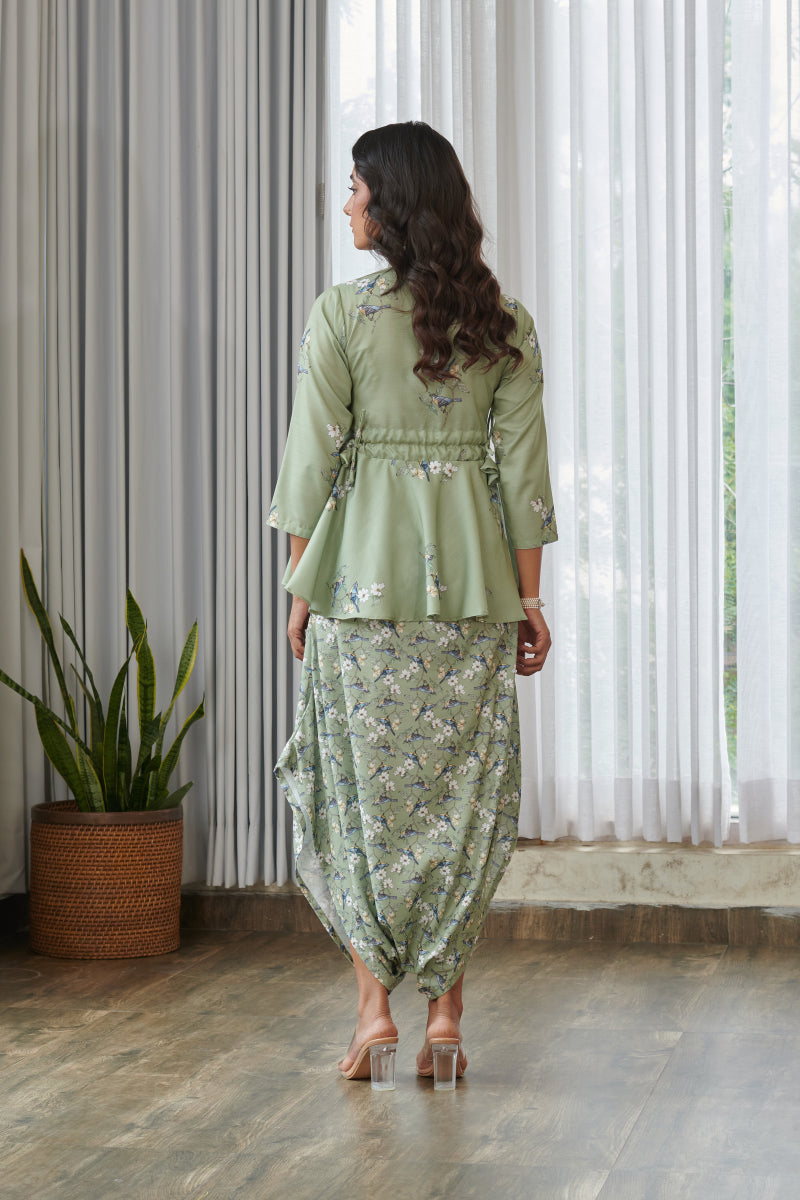 Tulsi Green Peplum Dhoti Jumpsuit