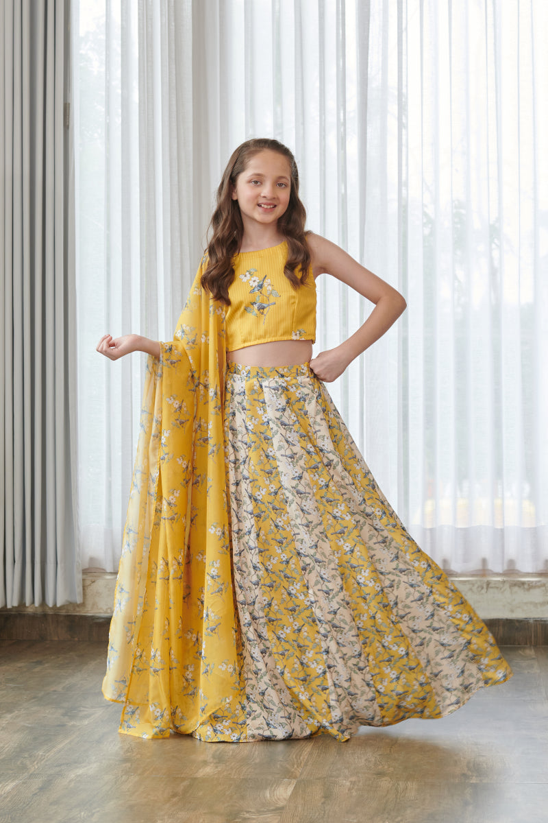 Kesar Yellow Kali Lehenga Kids