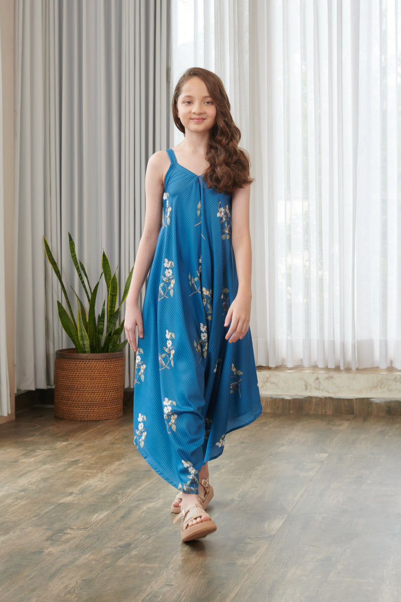 Indra Blue Palazzo Jumpsuit Kids