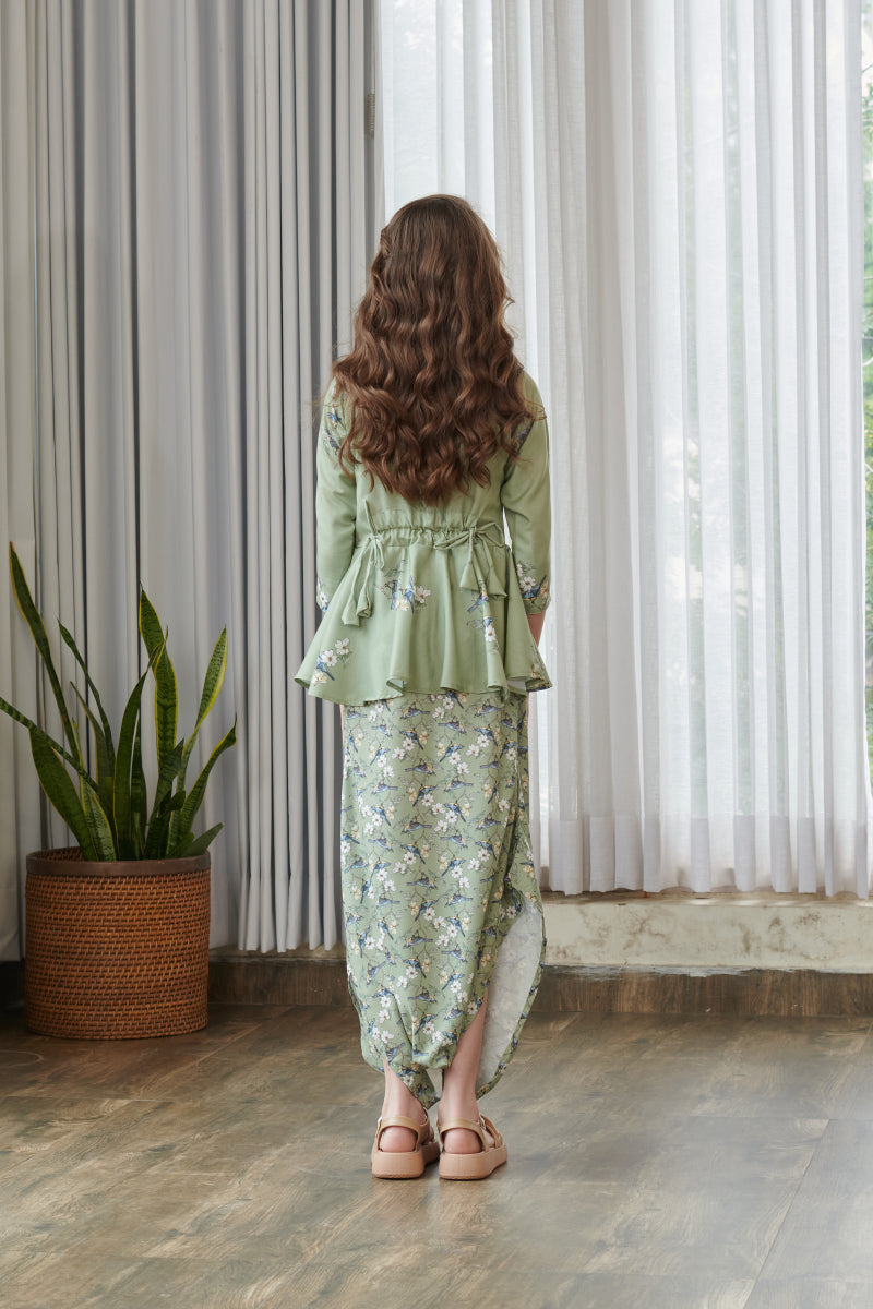 Tulsi Green Peplum Dhoti Jumpsuit Kids