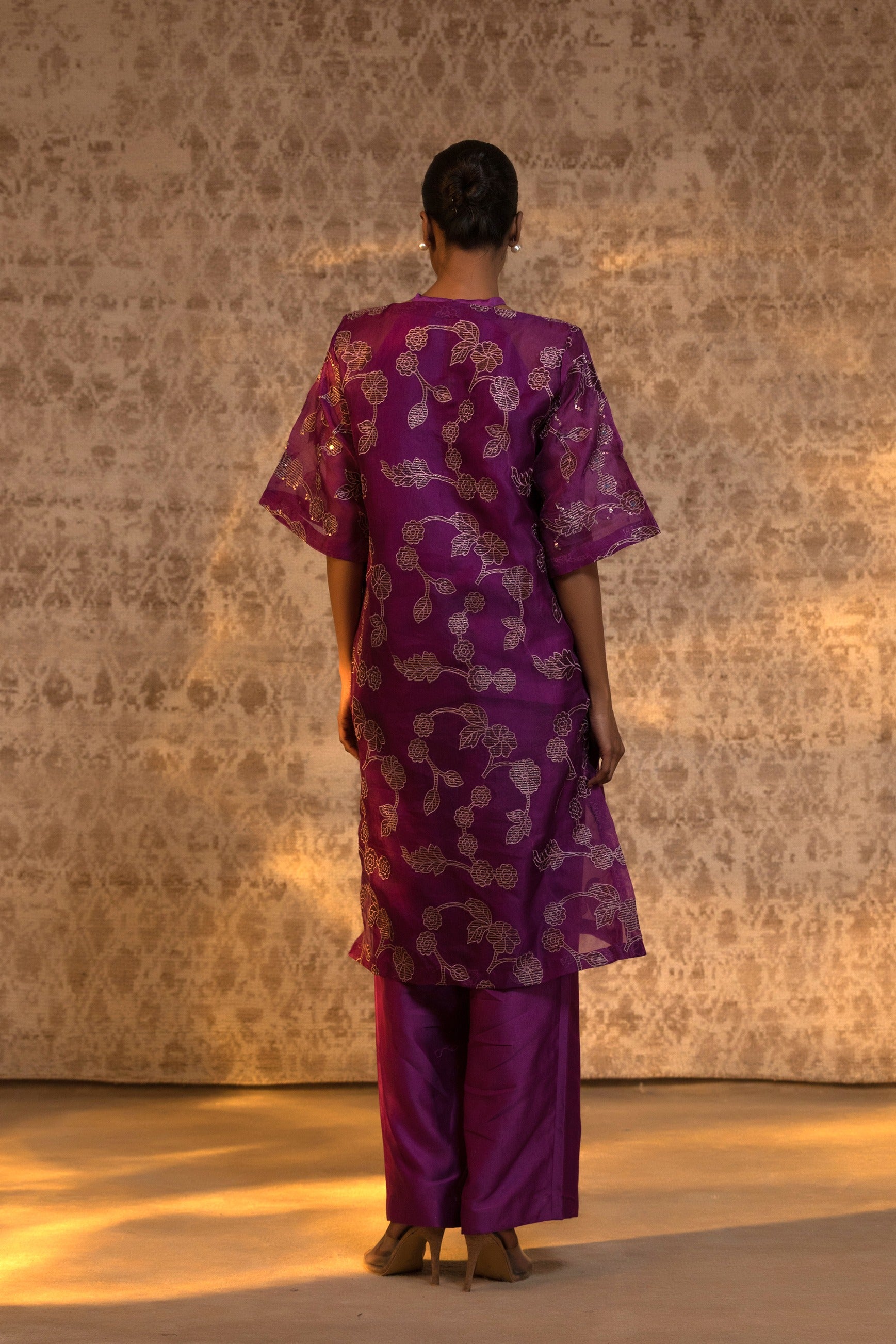 Taral Pure Organza Halter KurtaSet - Purple