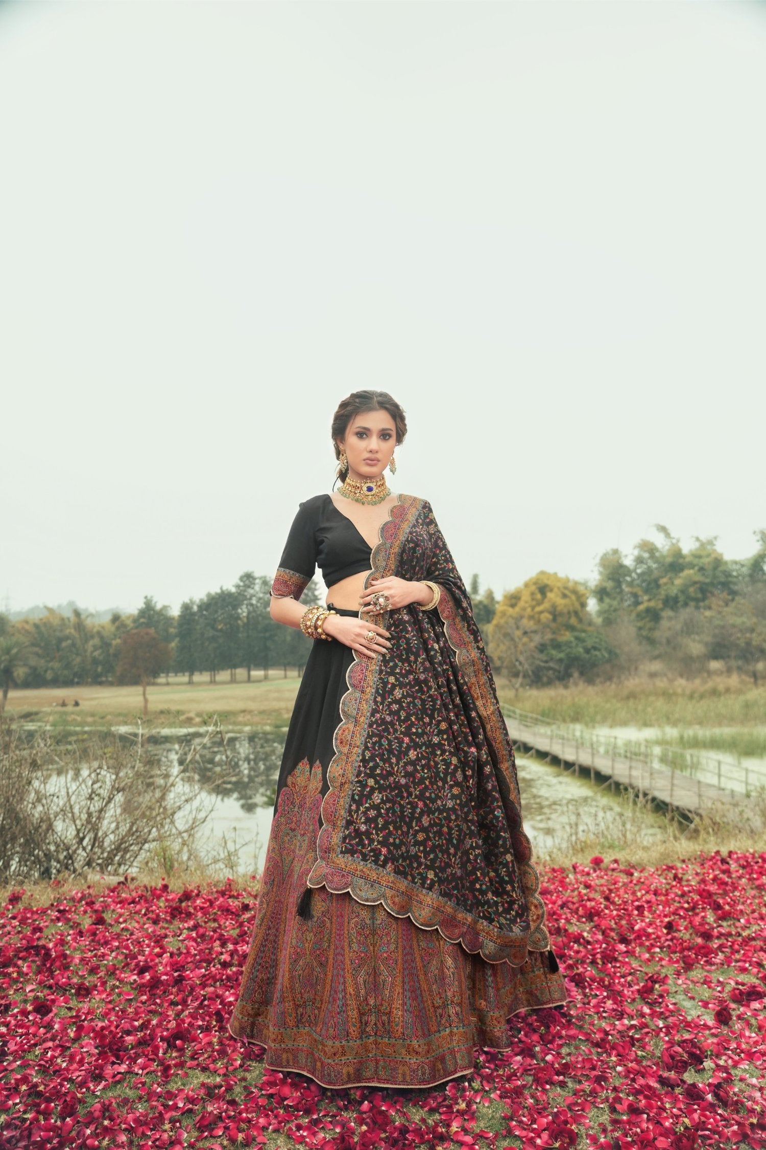 Kani Black Vegan Silk Lehenga Zari
