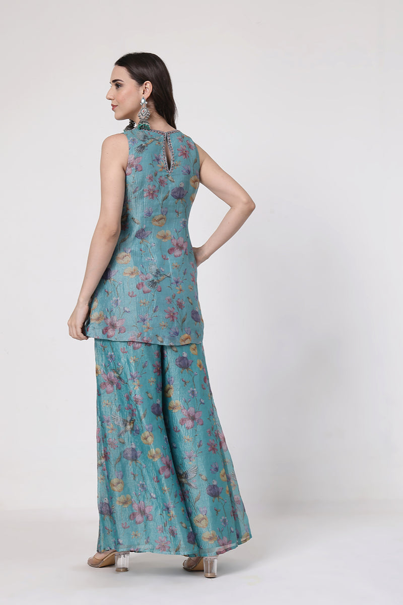 Turqouise Floral Sharara Set