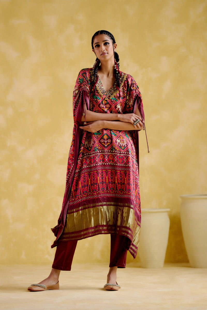 Tychon- Maroon Digital Printed Kaftan