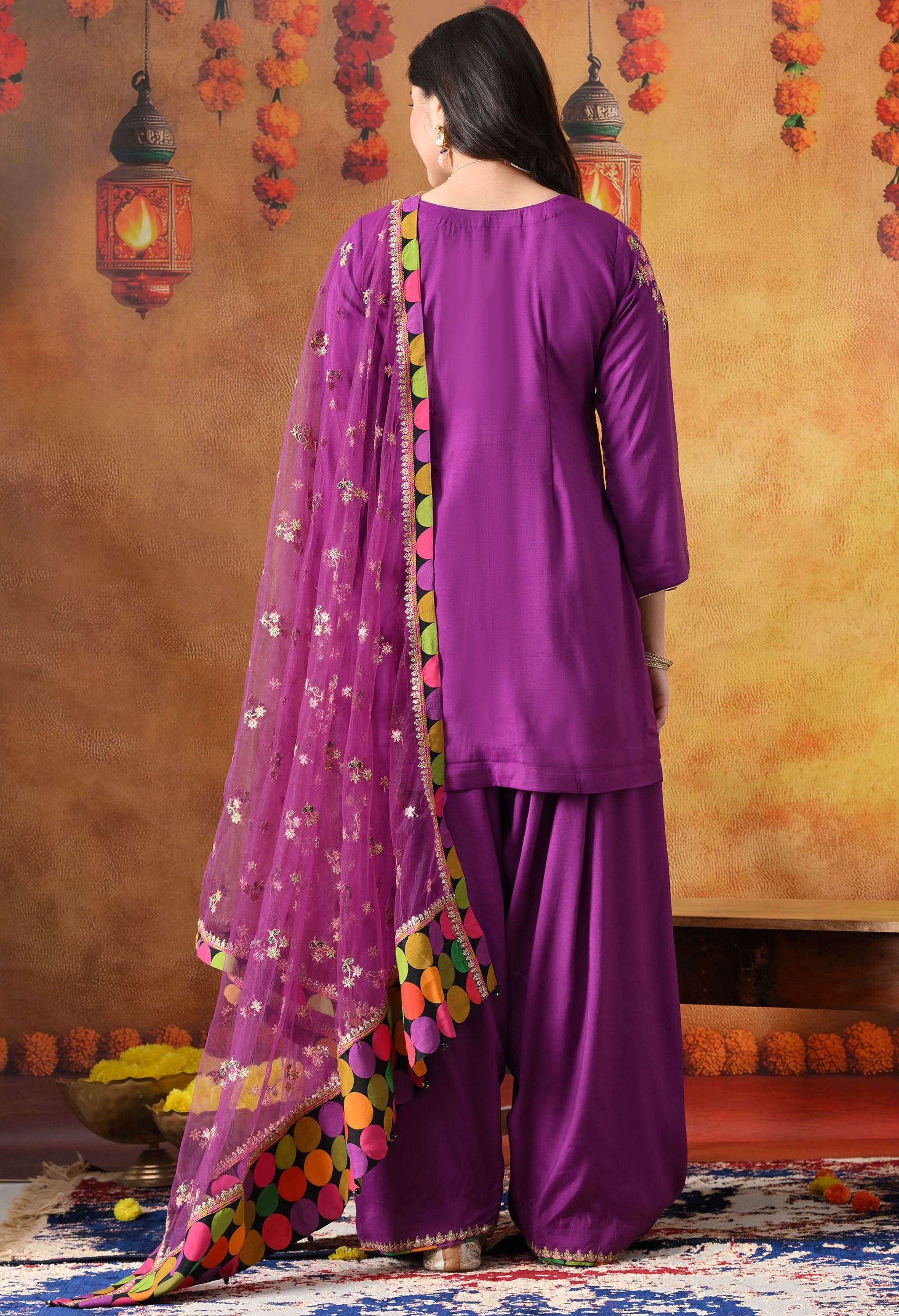 Elegant Purple Kurta Set In Cotton Silk