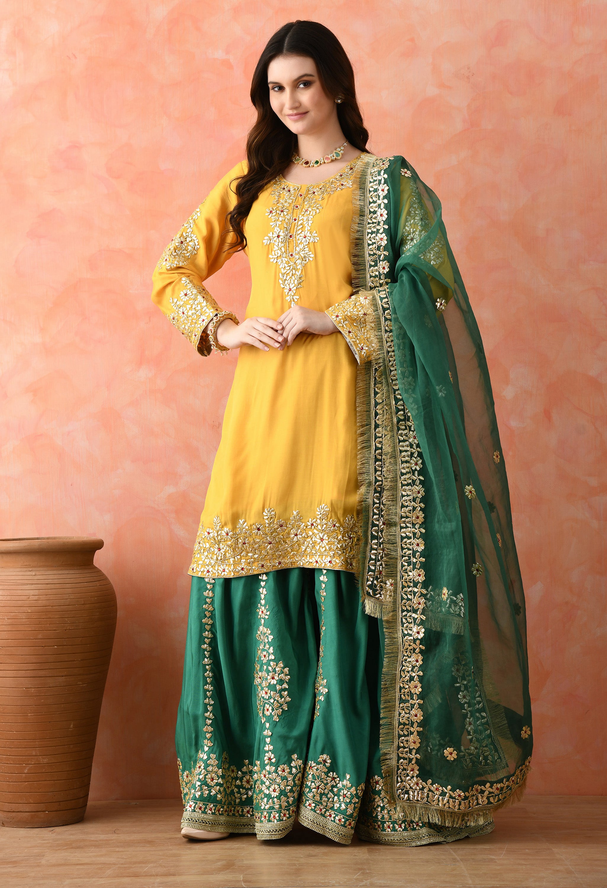 A Bright Yellow Sharara Set