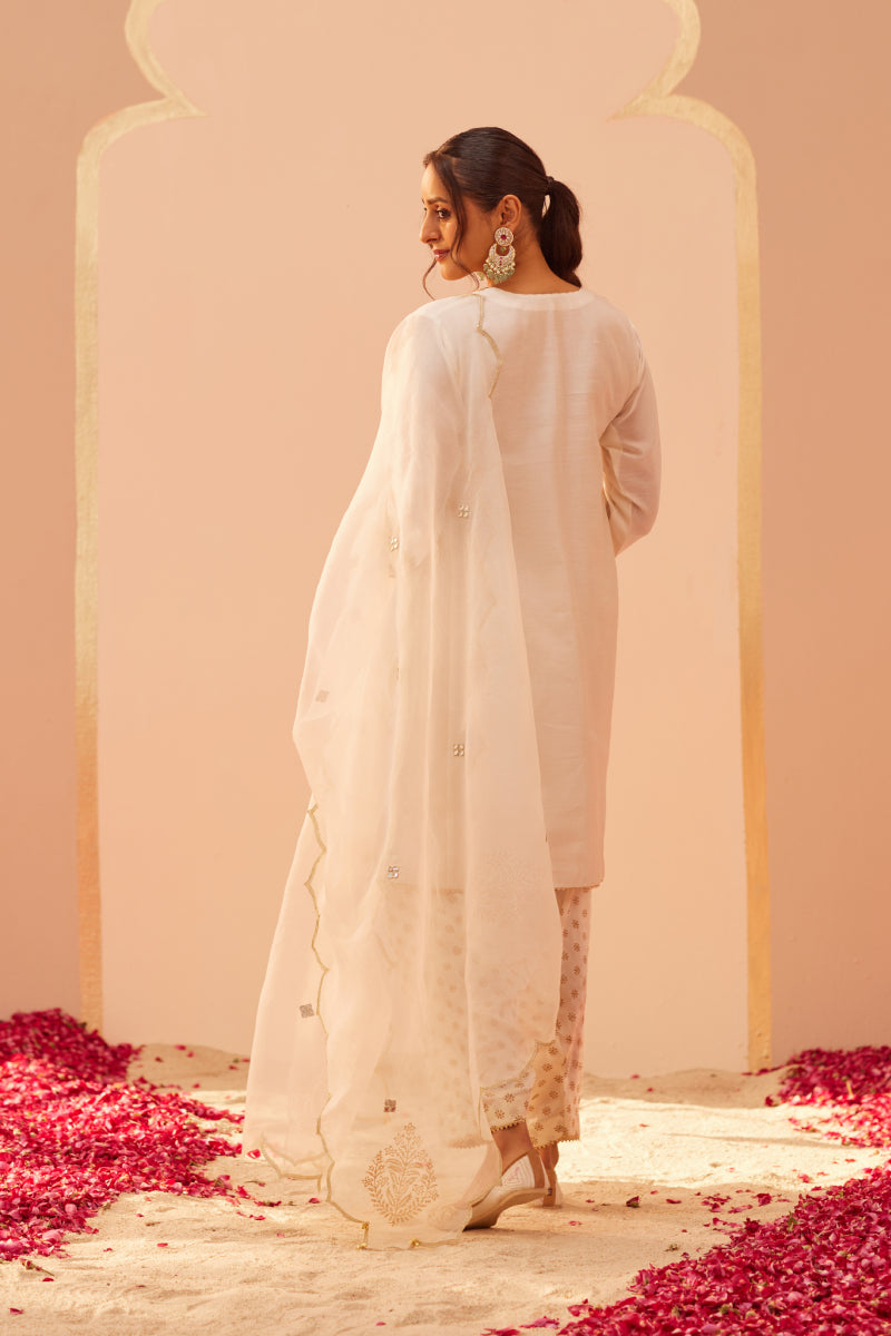 Aymra- Short Chauga With Salwar And Dupatta