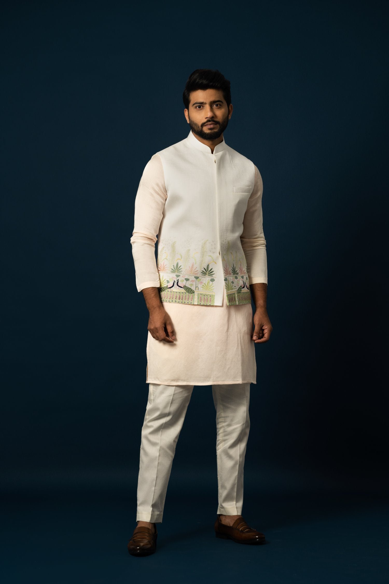 Fawn & Ivory Terrestrial Kurta & Nehru Set