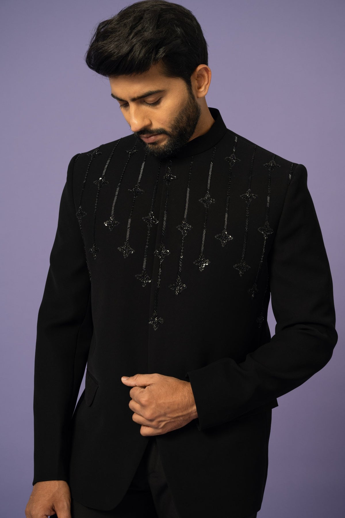 Jet Black Bandhgala Set
