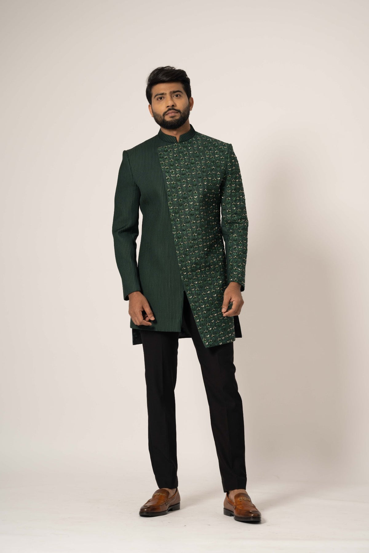 Pitch Green Overlapped Indowestern
