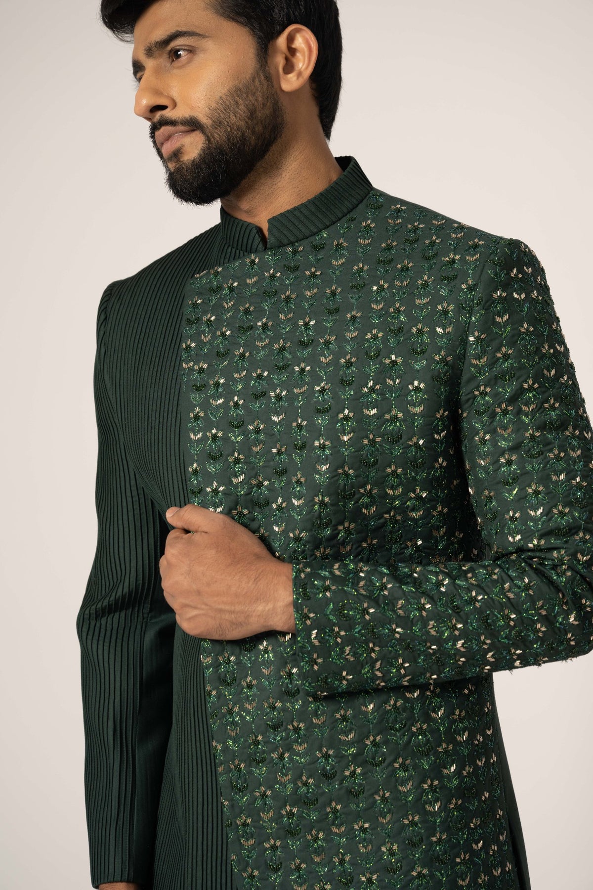 Pitch Green Overlapped Indowestern