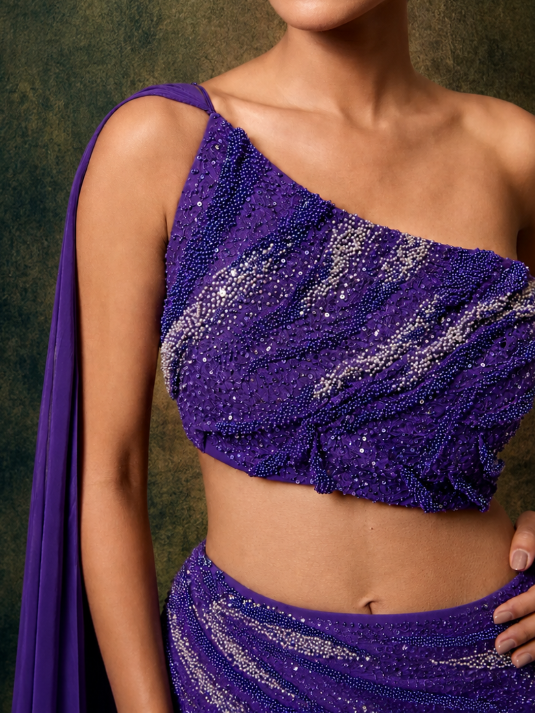 The Sculpted Lehenga Set (Amethyst)