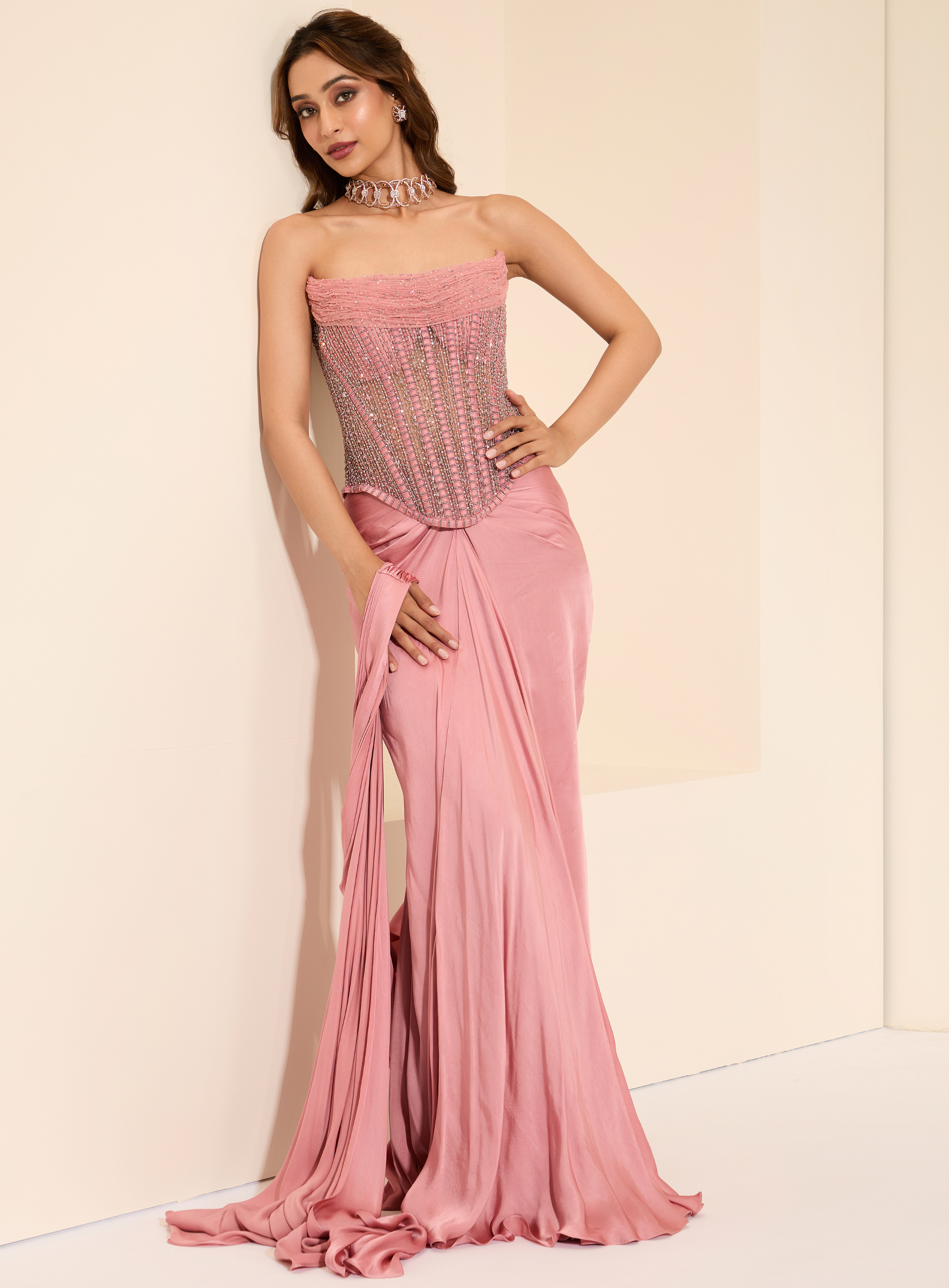 Champagne Rose Corset & Drape