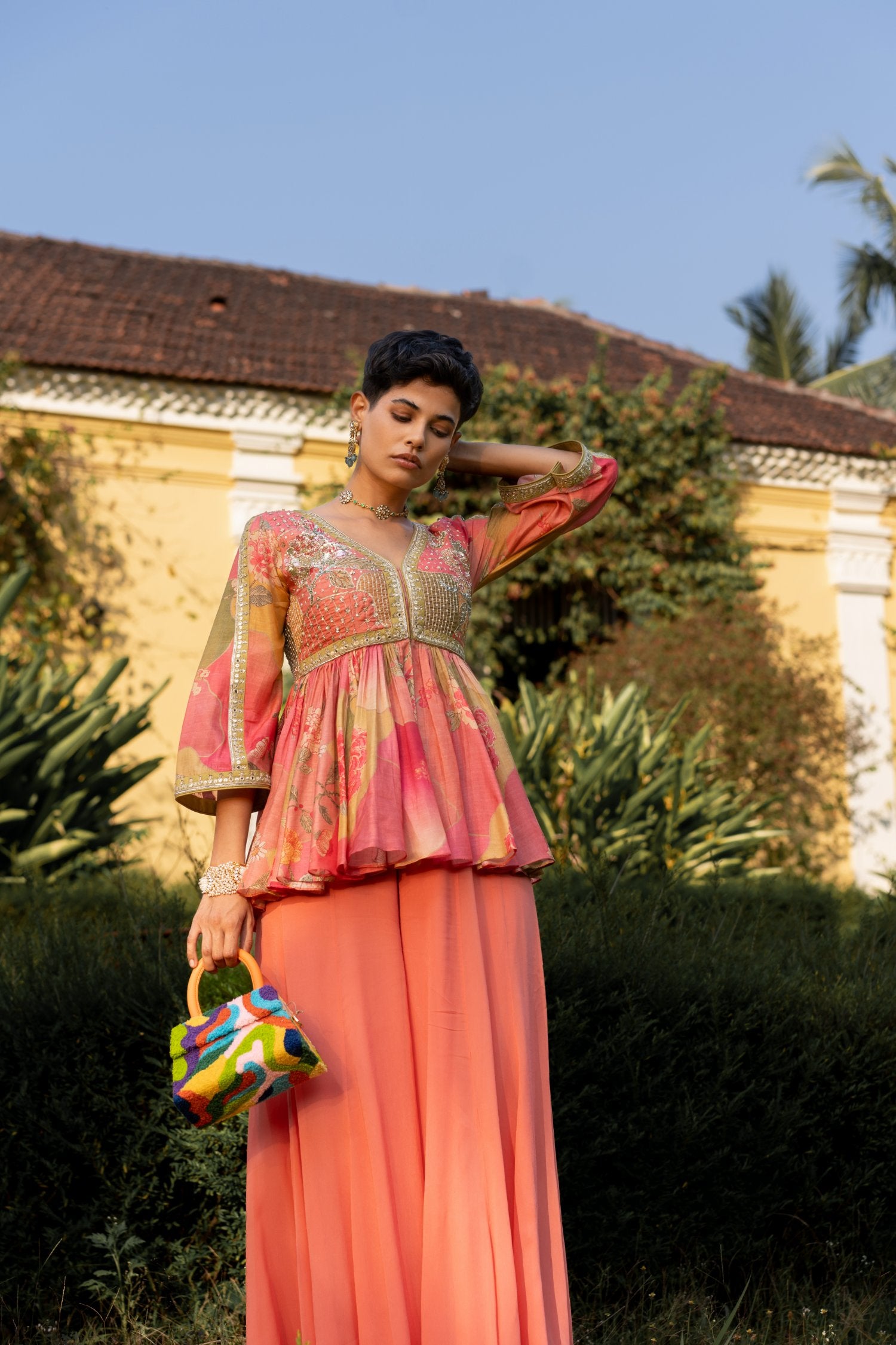 Hint Of Blush Nasha Print Peplum Set