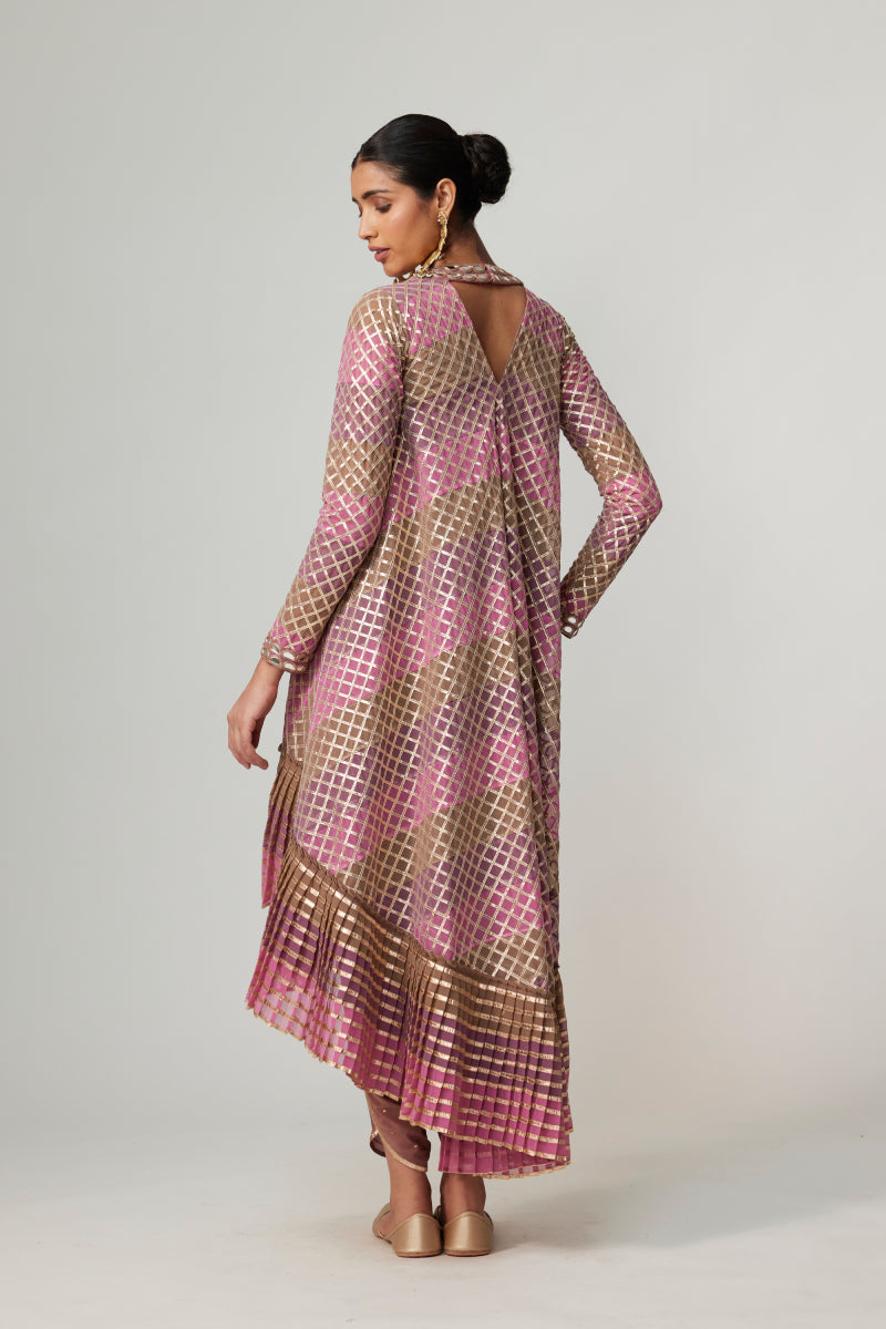 MUD MAUVE MULTICOLOR DHOTI KURTA WITH DUPATTA SET