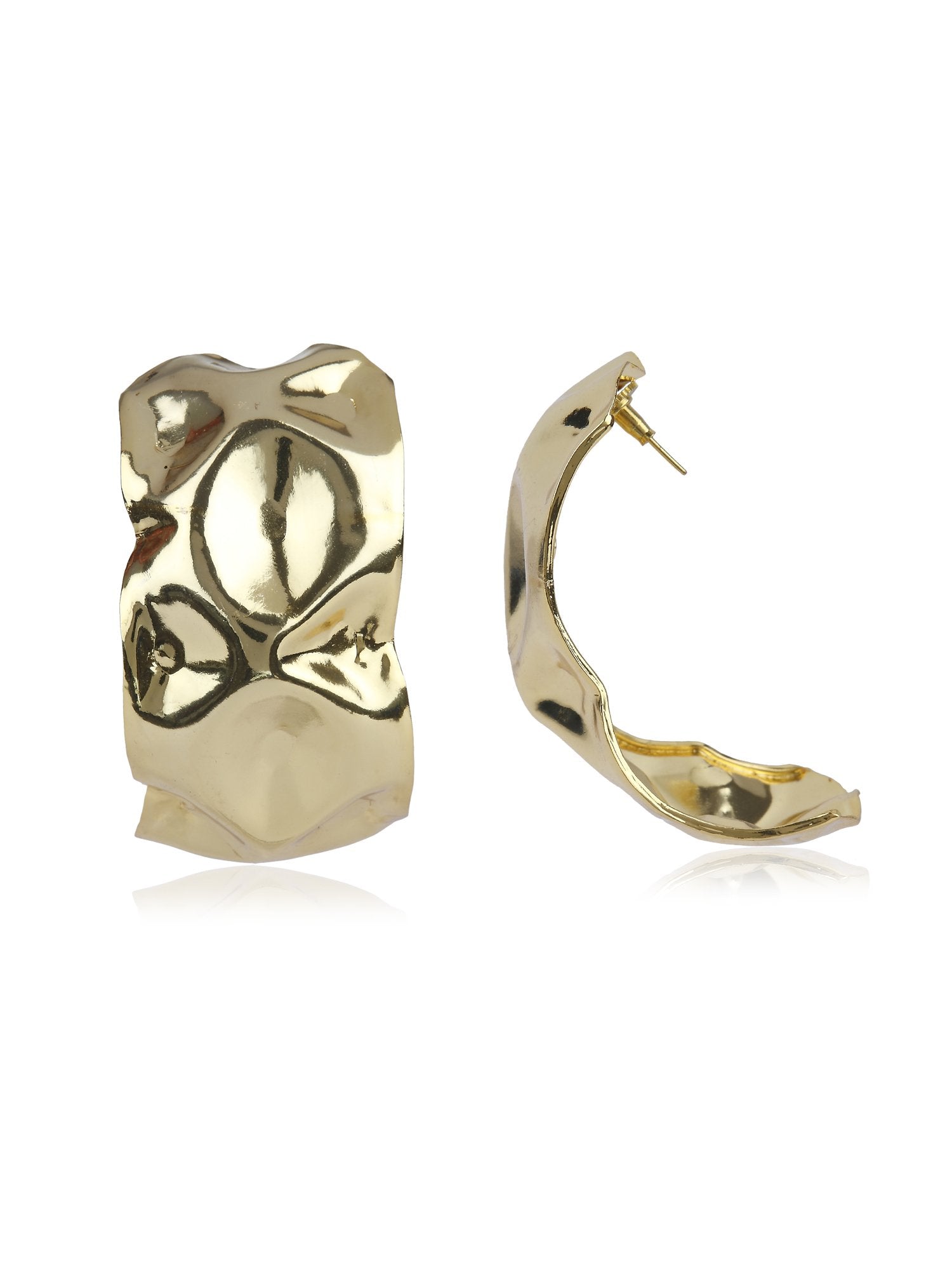 Beaten Hoops Gold Earring