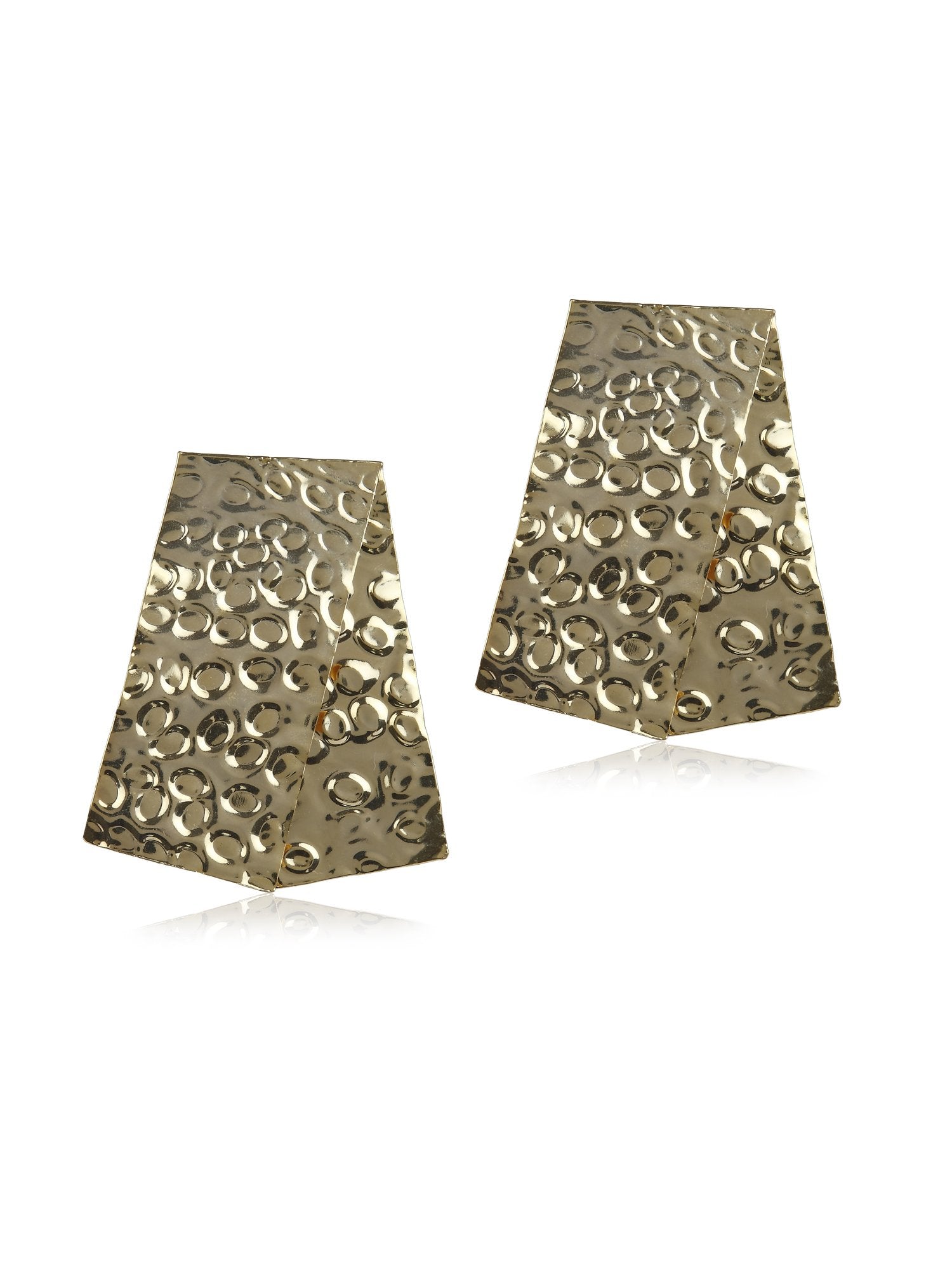 Beaten Rectangle Gold Earring