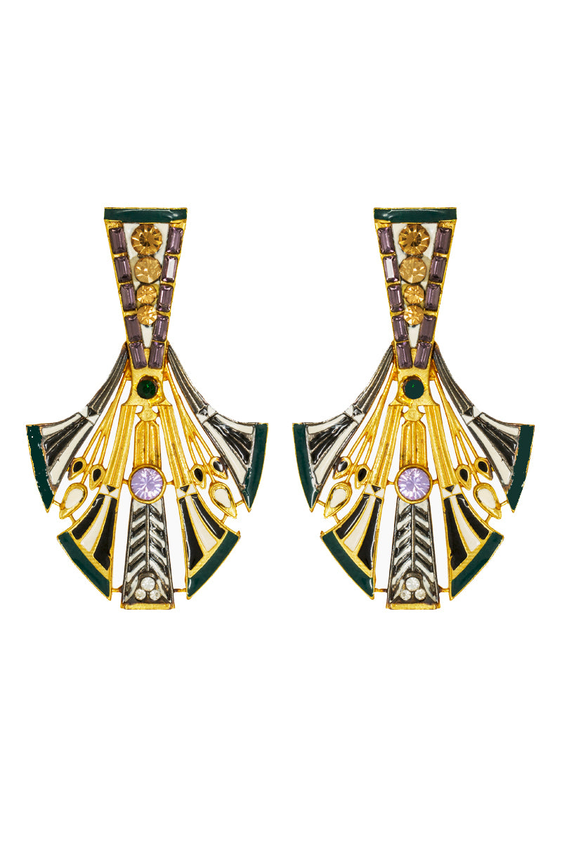 Allure Green Egyptian Feather Earrings
