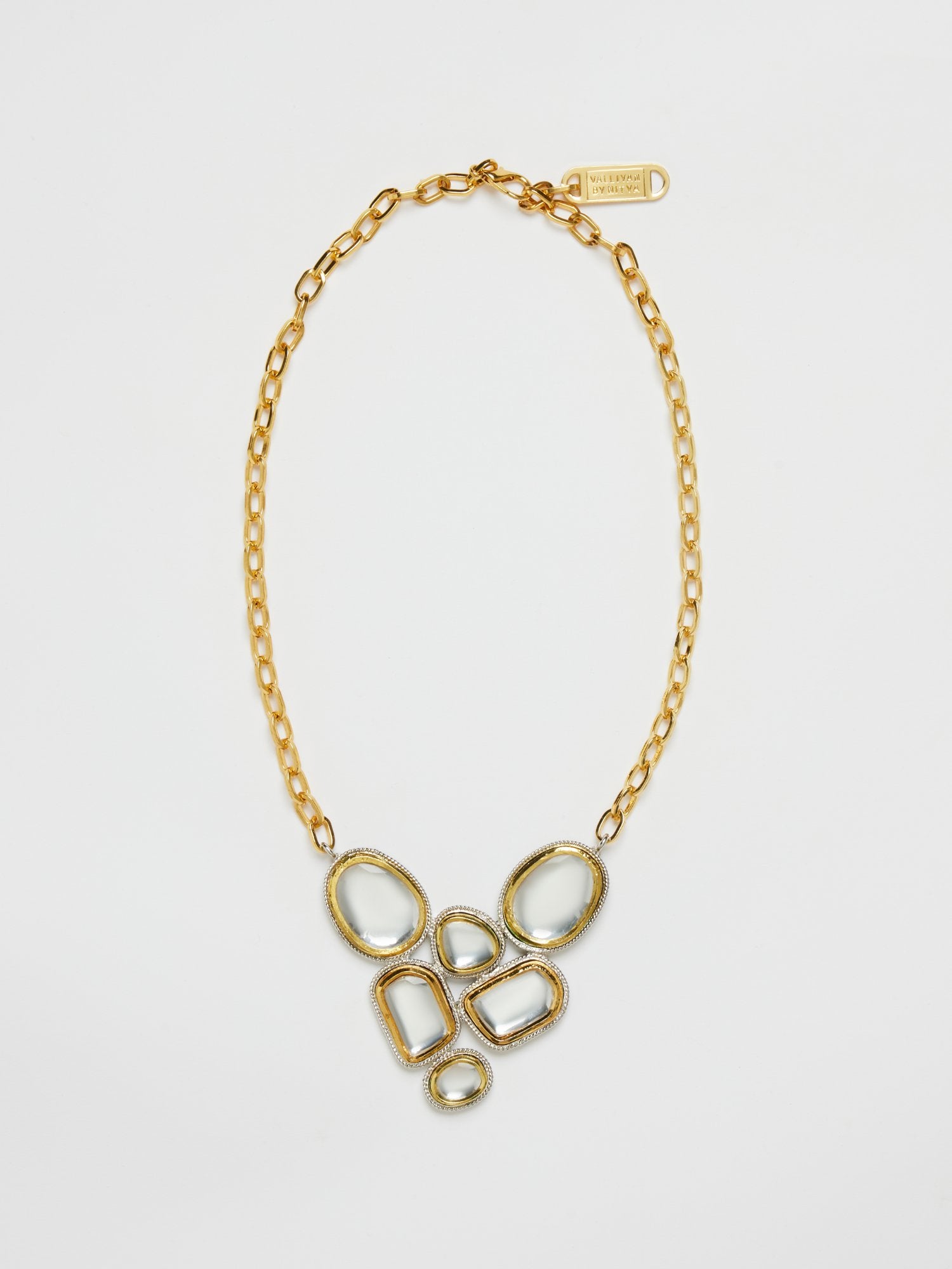 GOLD&SILVER POLKI HEART NECKLACE