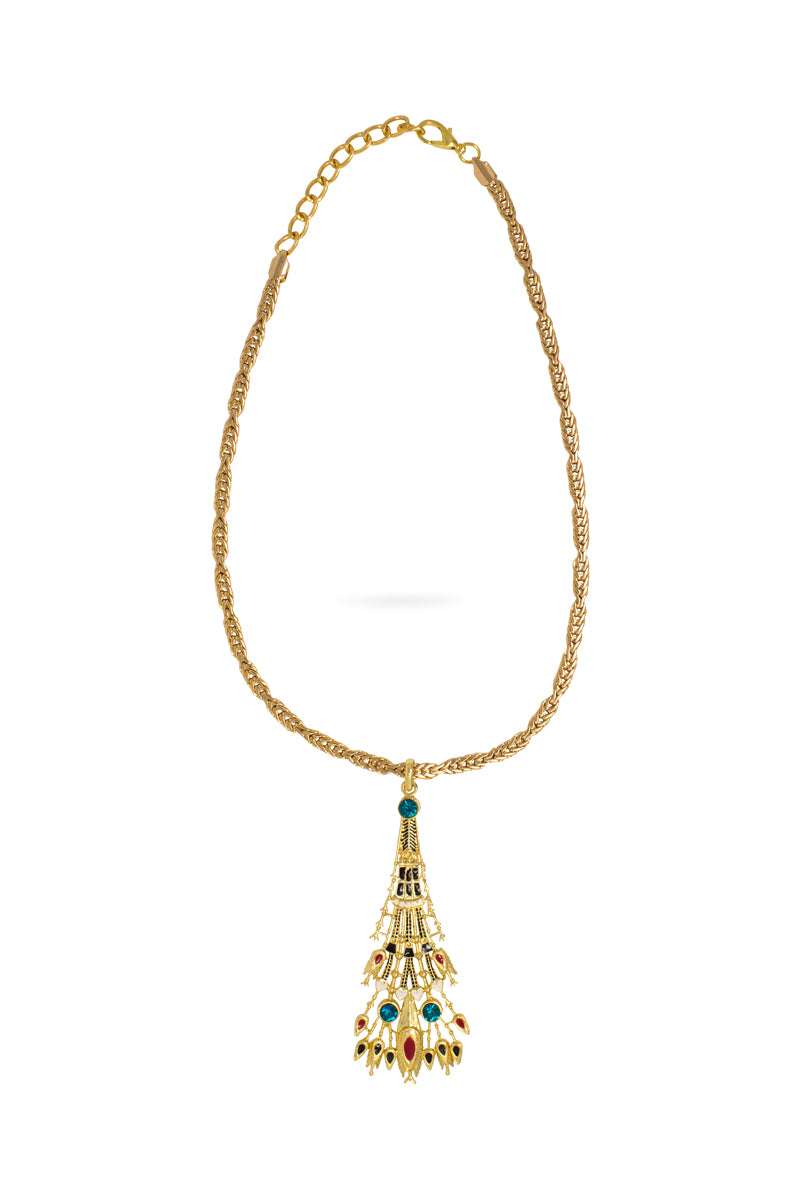 Red Long Egyptian Pendant Necklace
