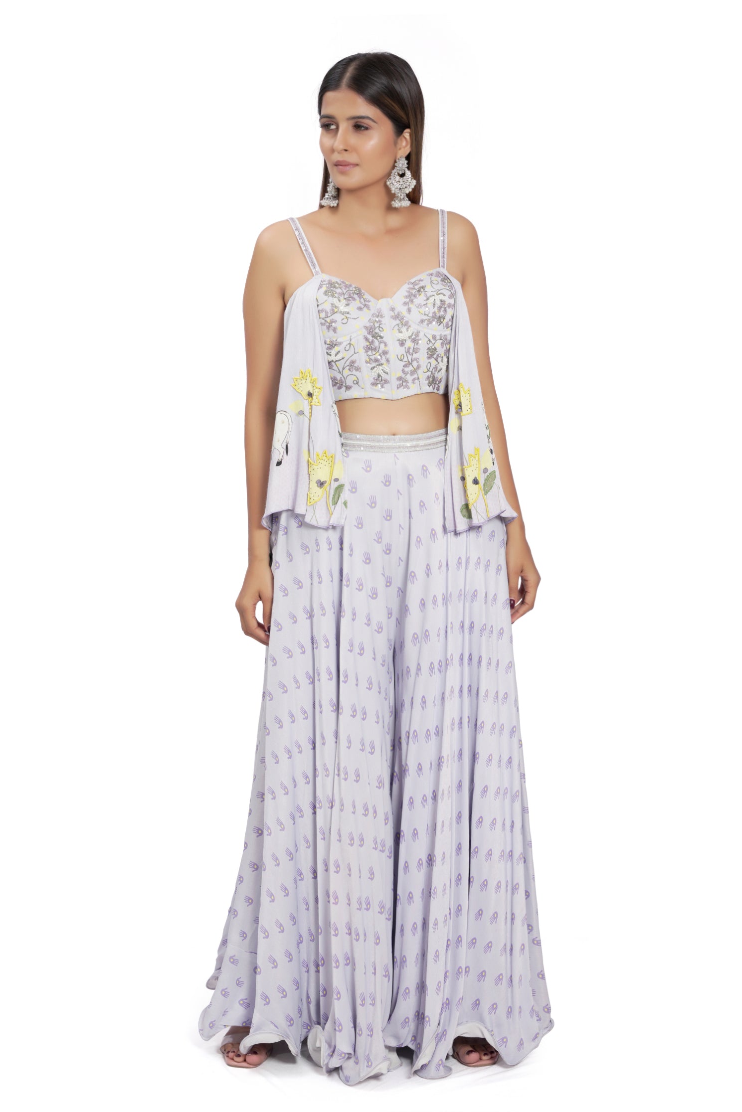 Lilac Printed Palazzo Pant Set