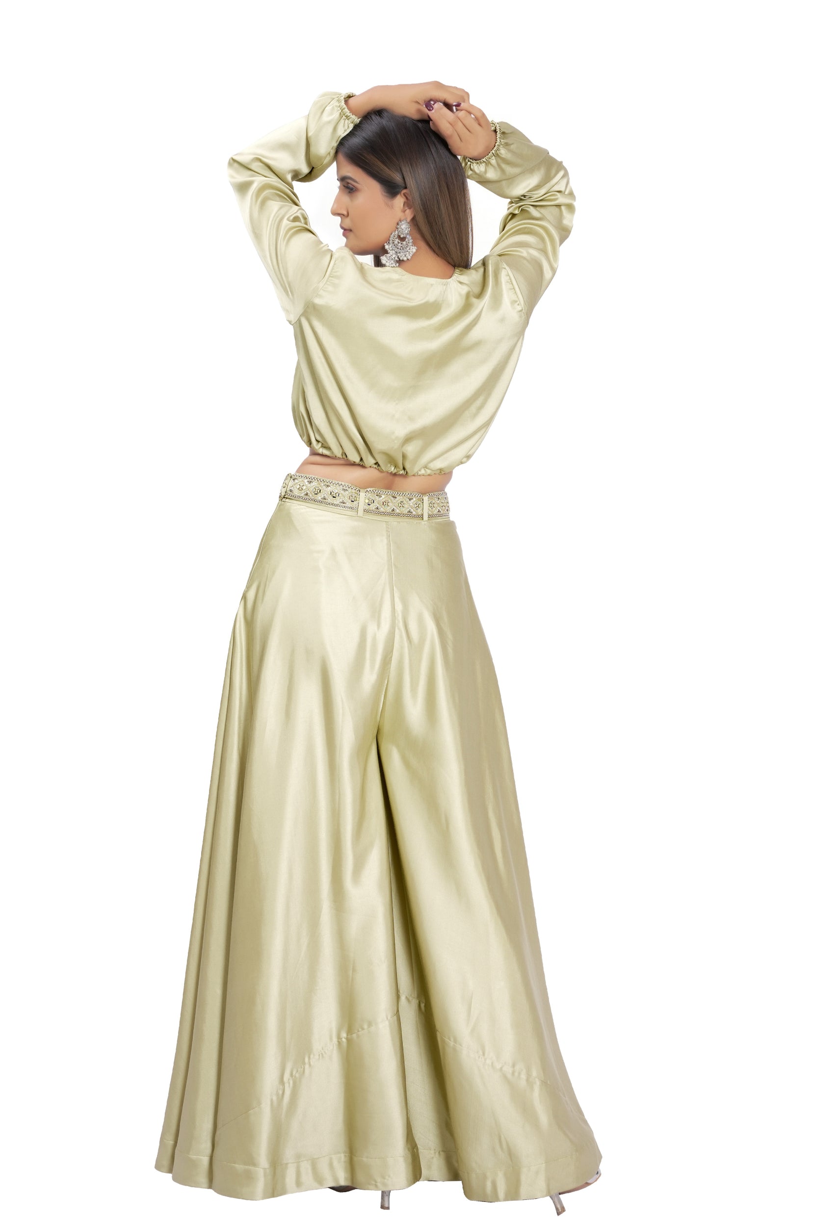 Pastel Green Satin Pant Set