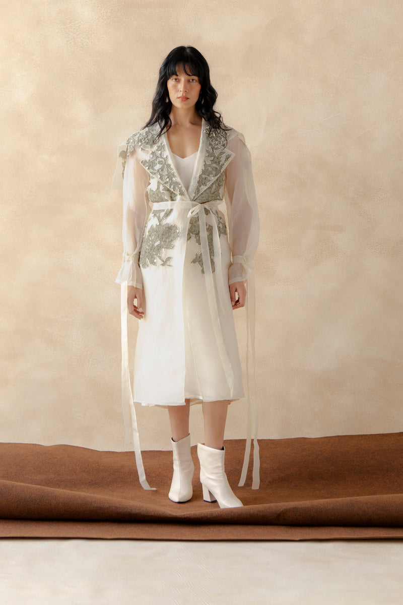 Organza Trench Coat With Slip Inner