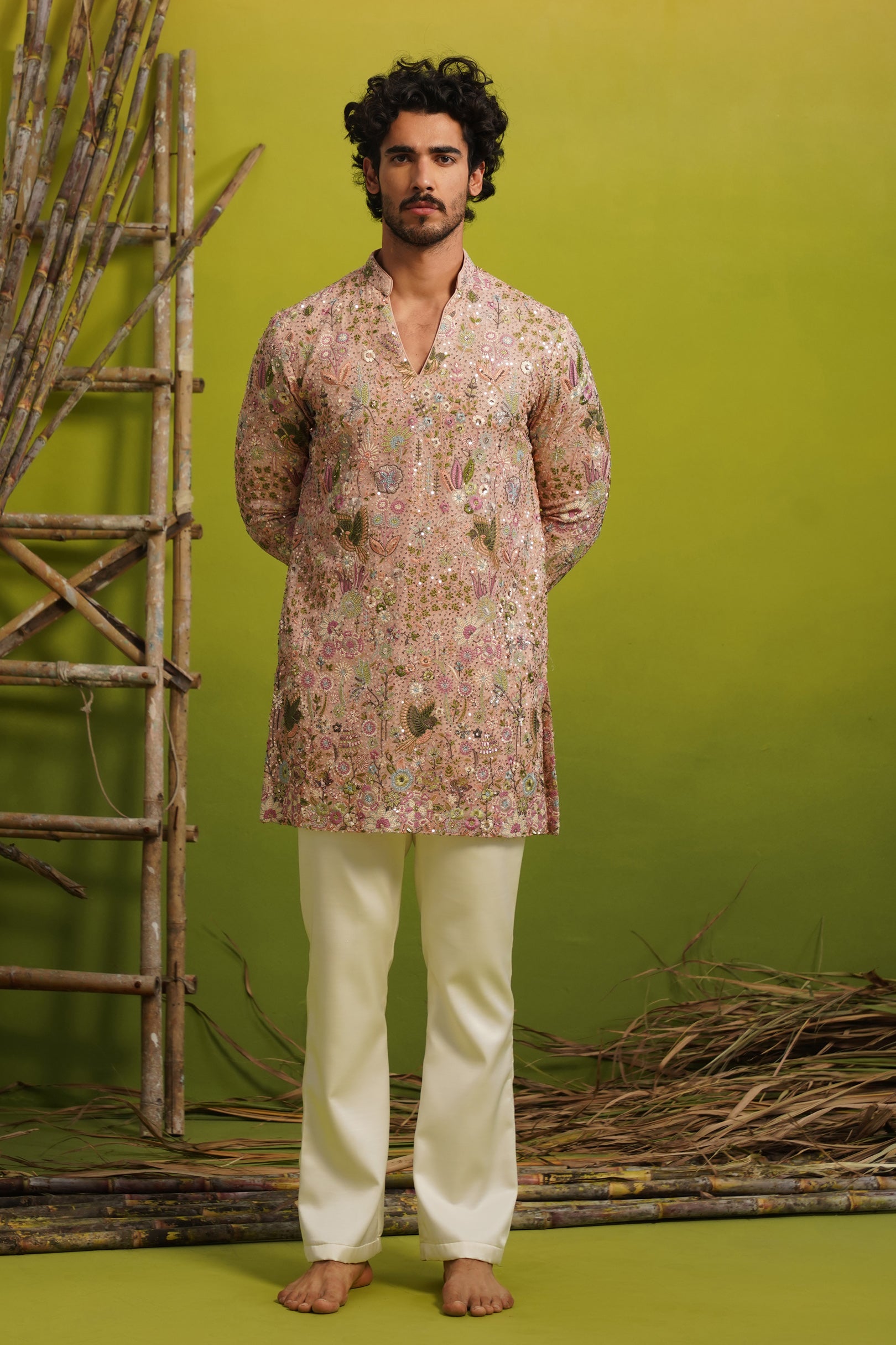 PHOOL PINK SHORT KURTA SET