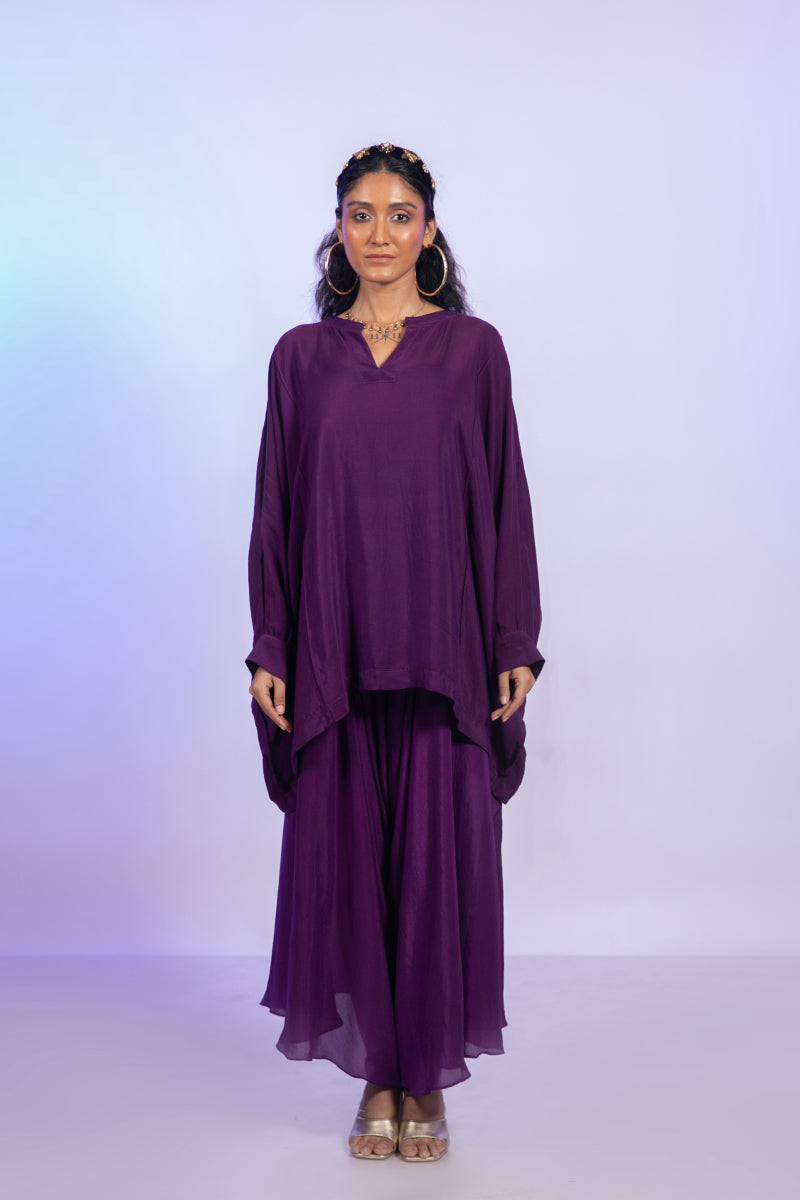 KAFTAN TOP WITH DRAPED PANTS