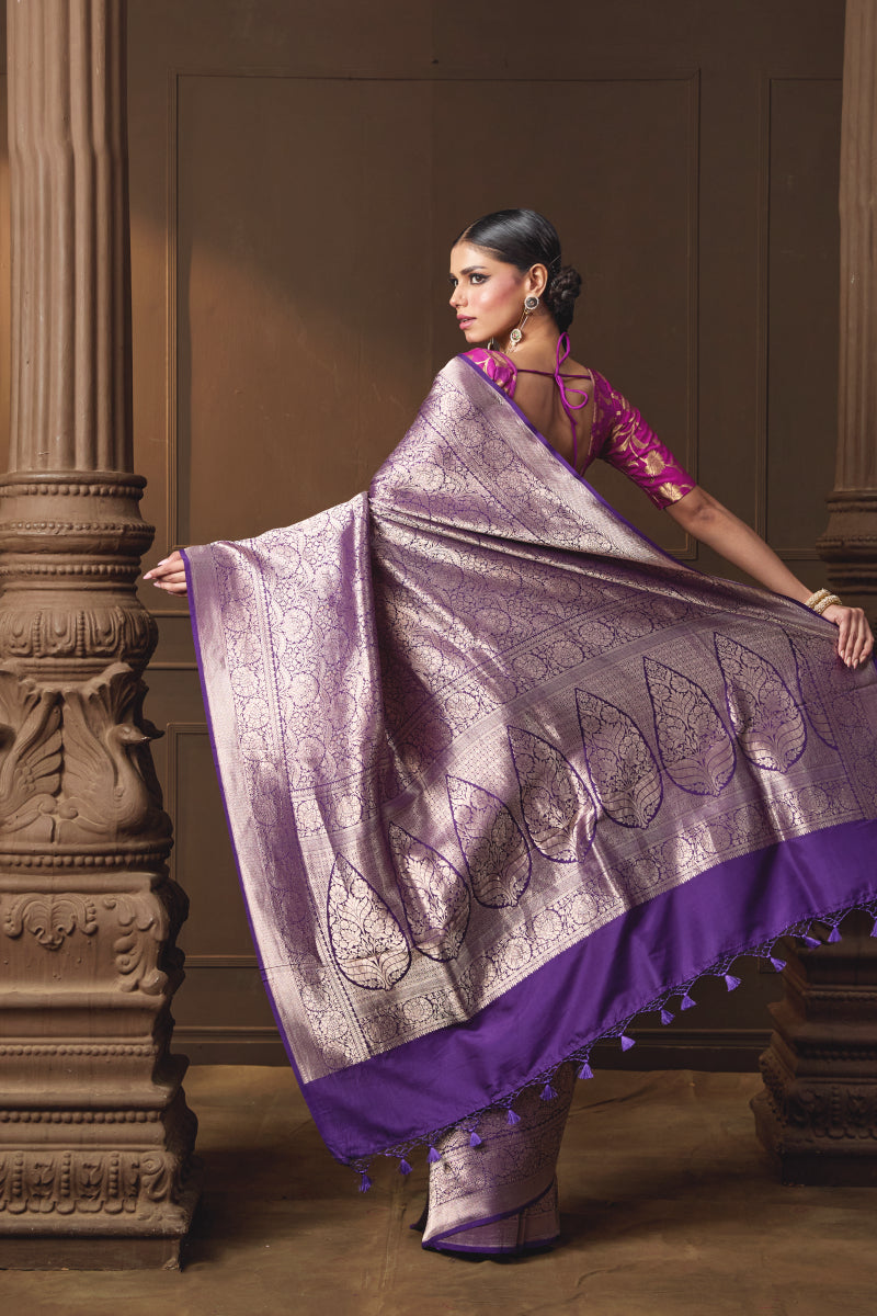 Purple Brocade Saree