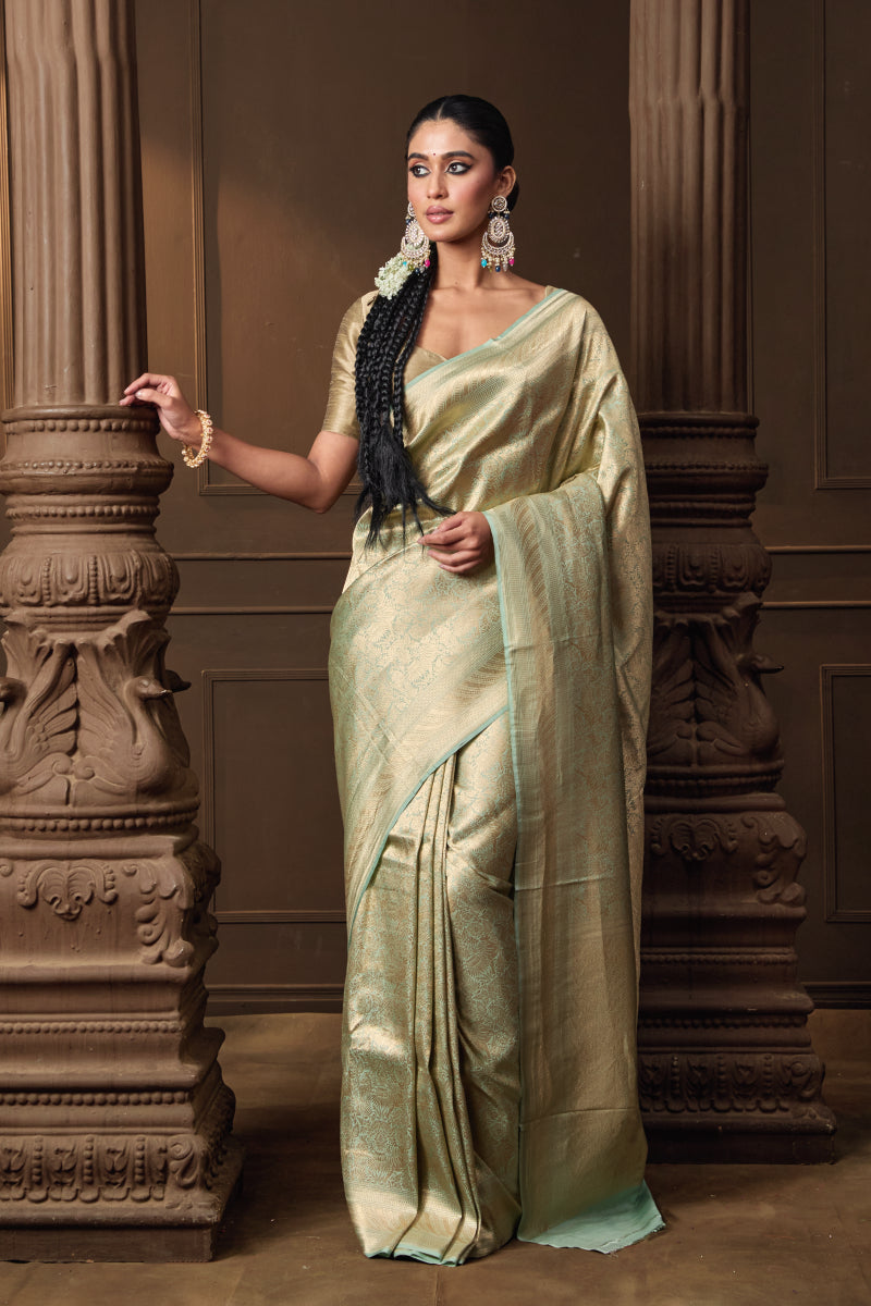 Mint Brocade Silk Saree