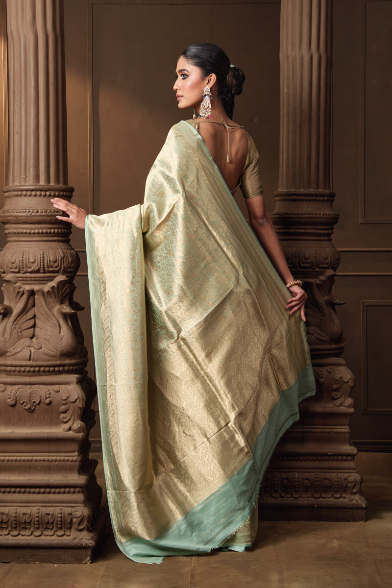 Mint Brocade Silk Saree