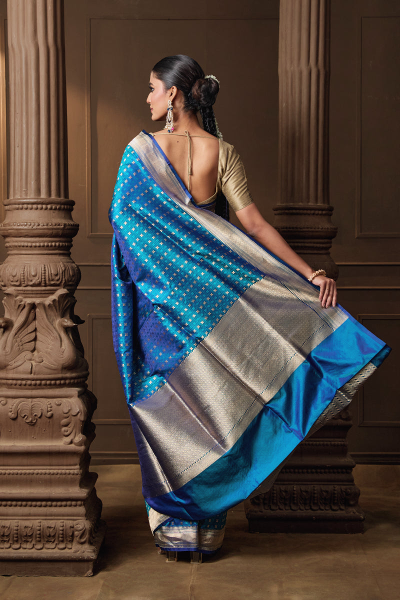 Blue Banarsi Silk Saree