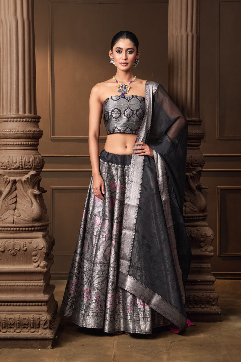 Black Banarsi Silk Lehenga