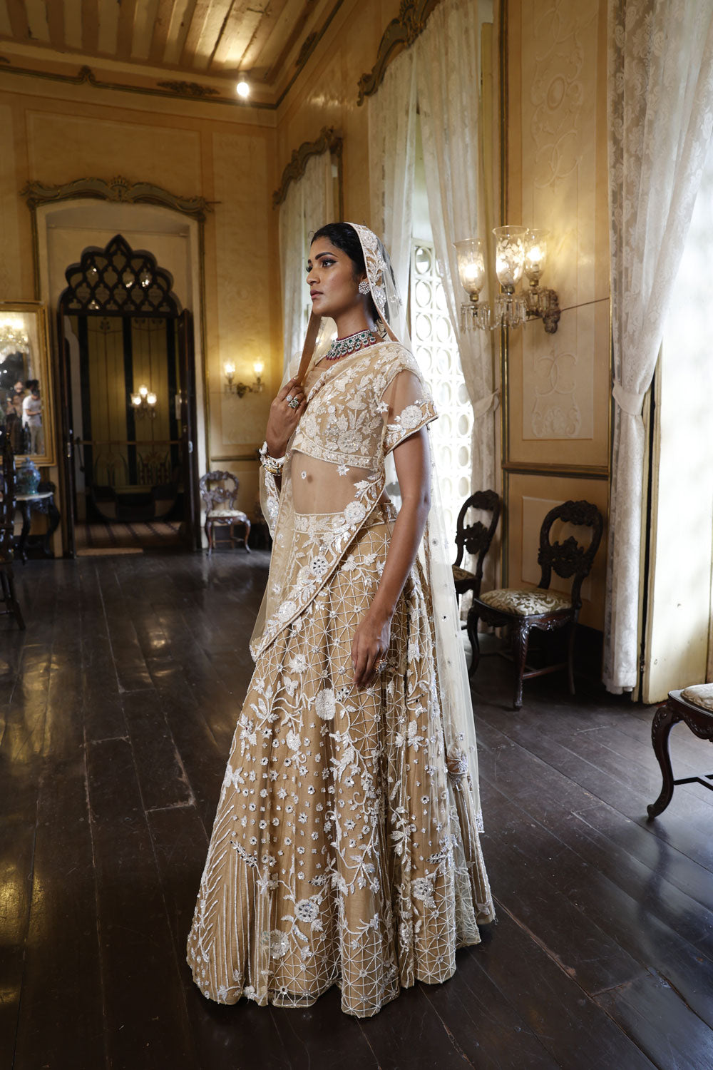 Nude Lehenga With Choli and Dupatta