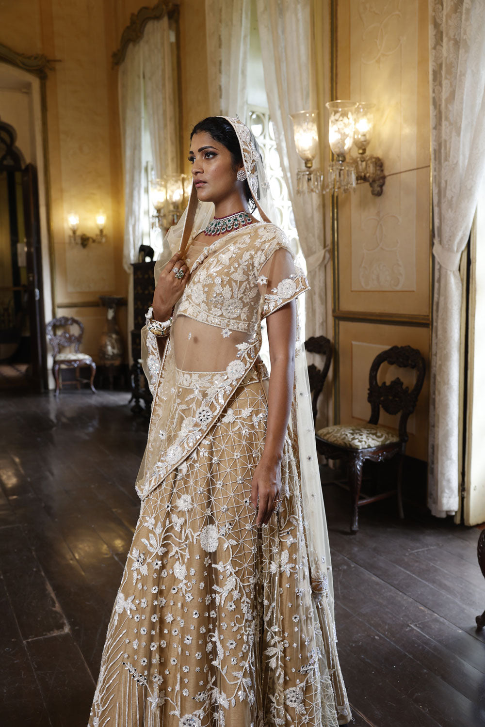 Nude Lehenga With Choli and Dupatta