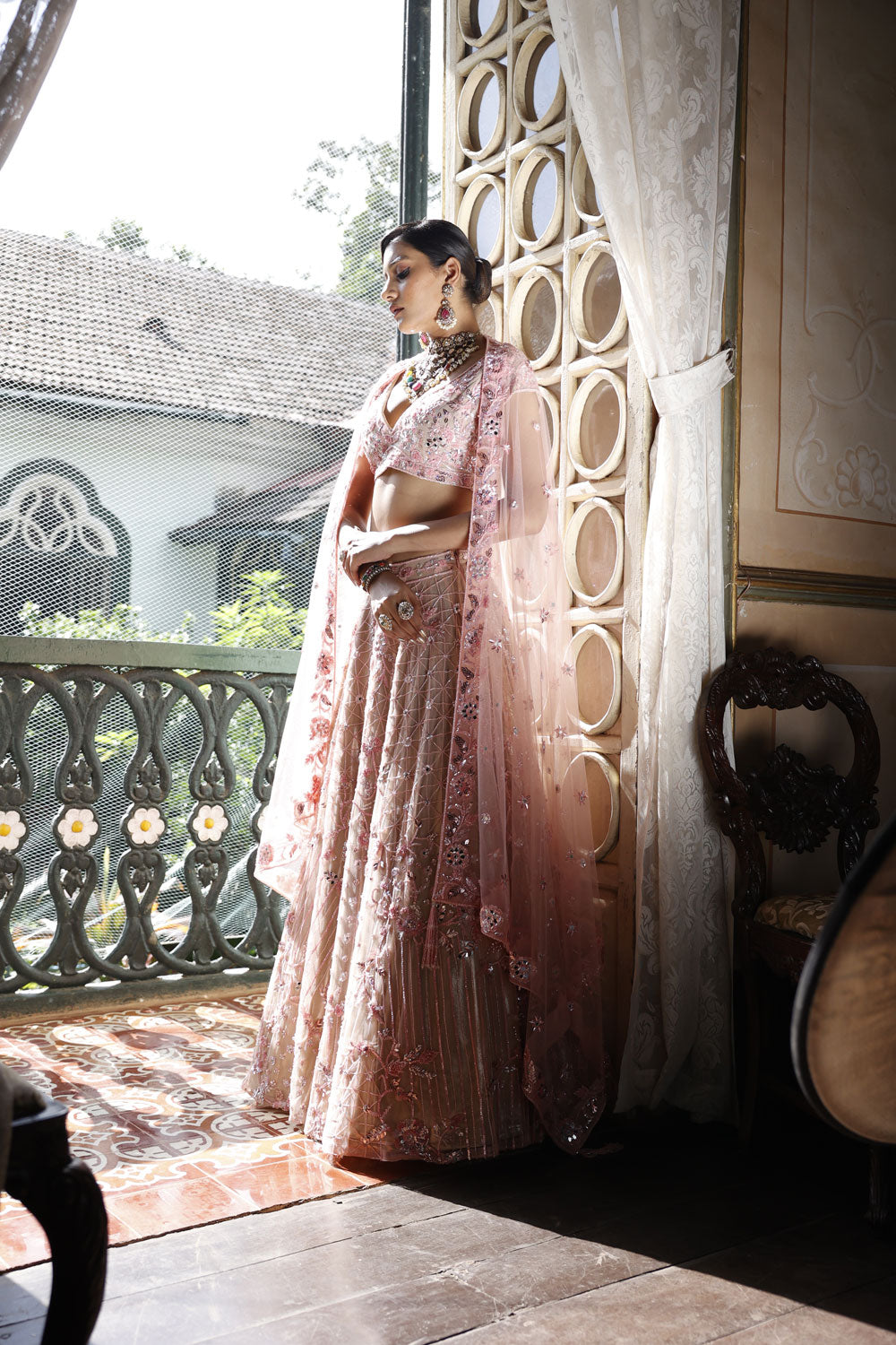 Pink Lehenga with Choli and Dupatta