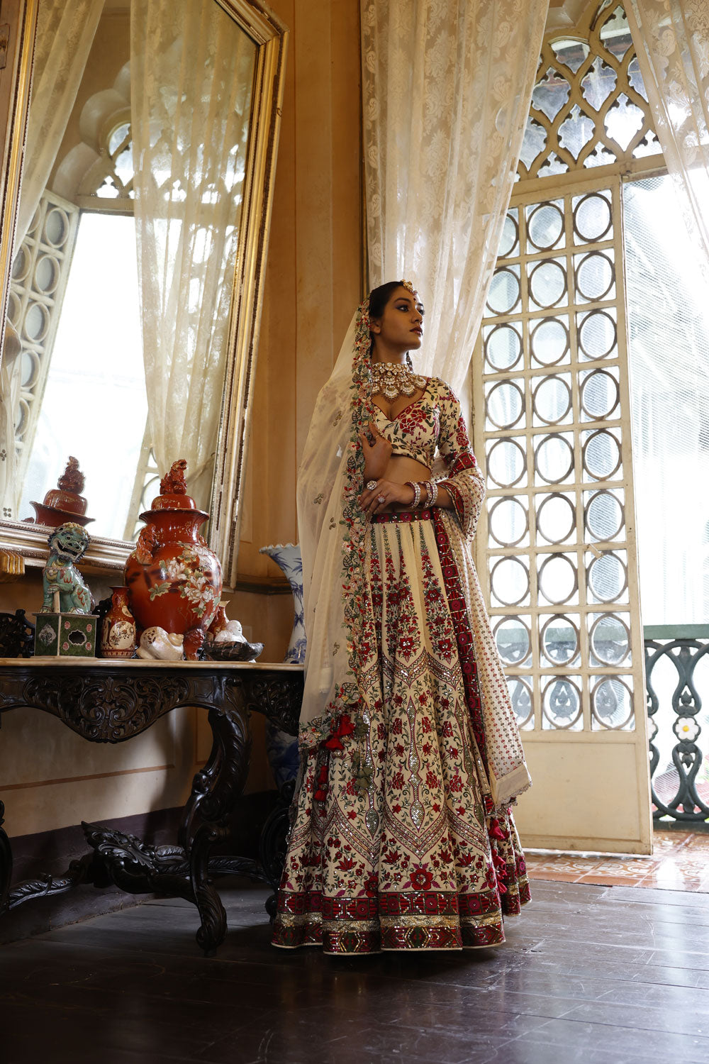 Ivory Lehenga with Ivory Choli and Ivory Dupatta