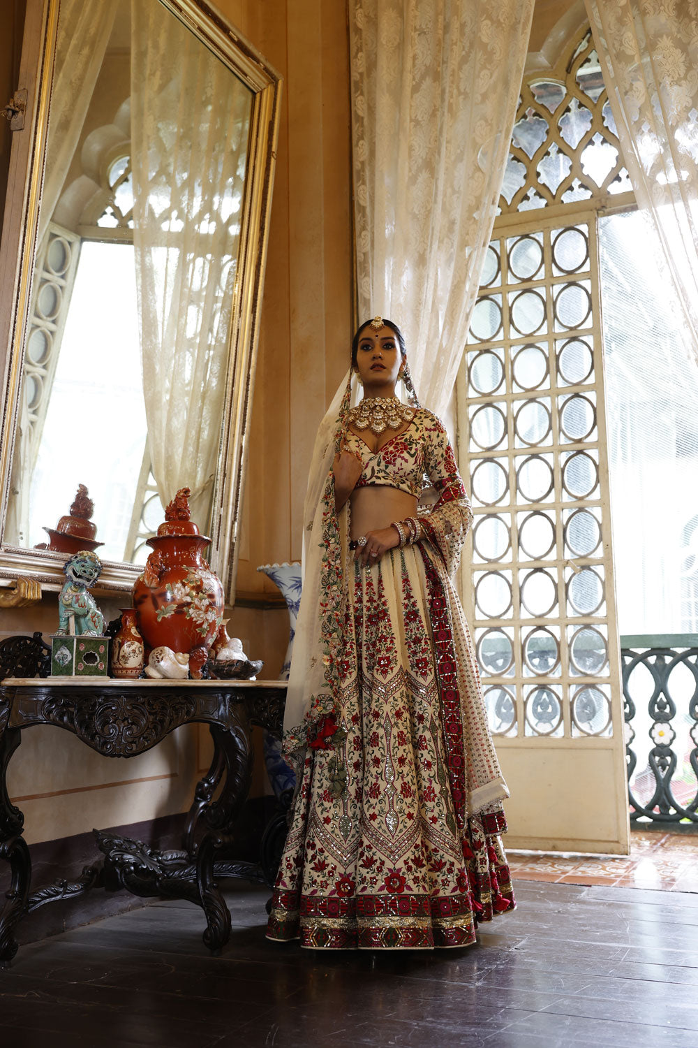 Ivory Lehenga with Ivory Choli and Ivory Dupatta