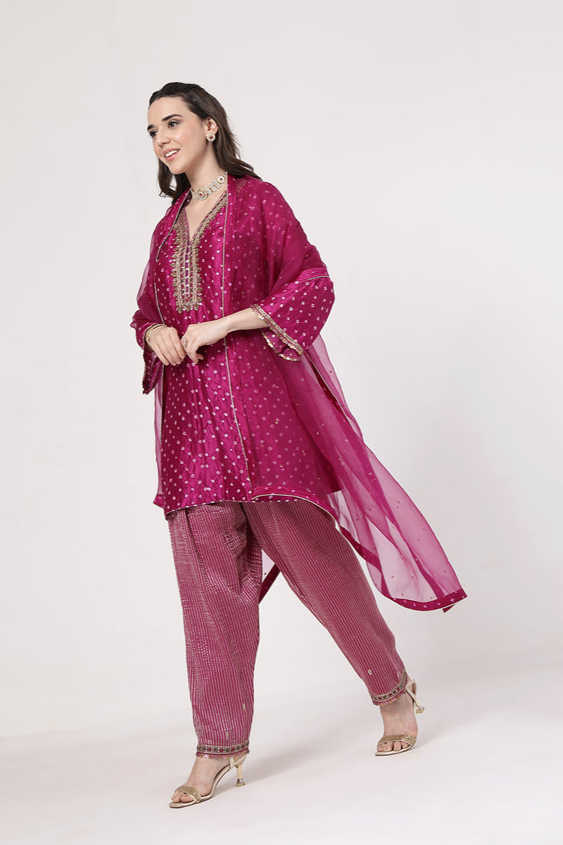 Violet Bandhani Salwar Set