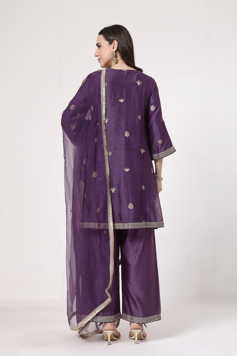 Violet Embroidered Suit Set