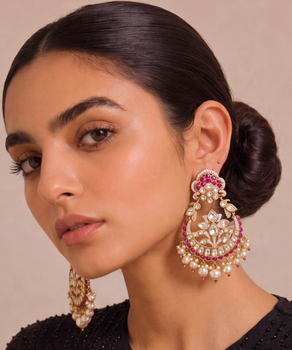 Royal Ruby Pearl Chandbali