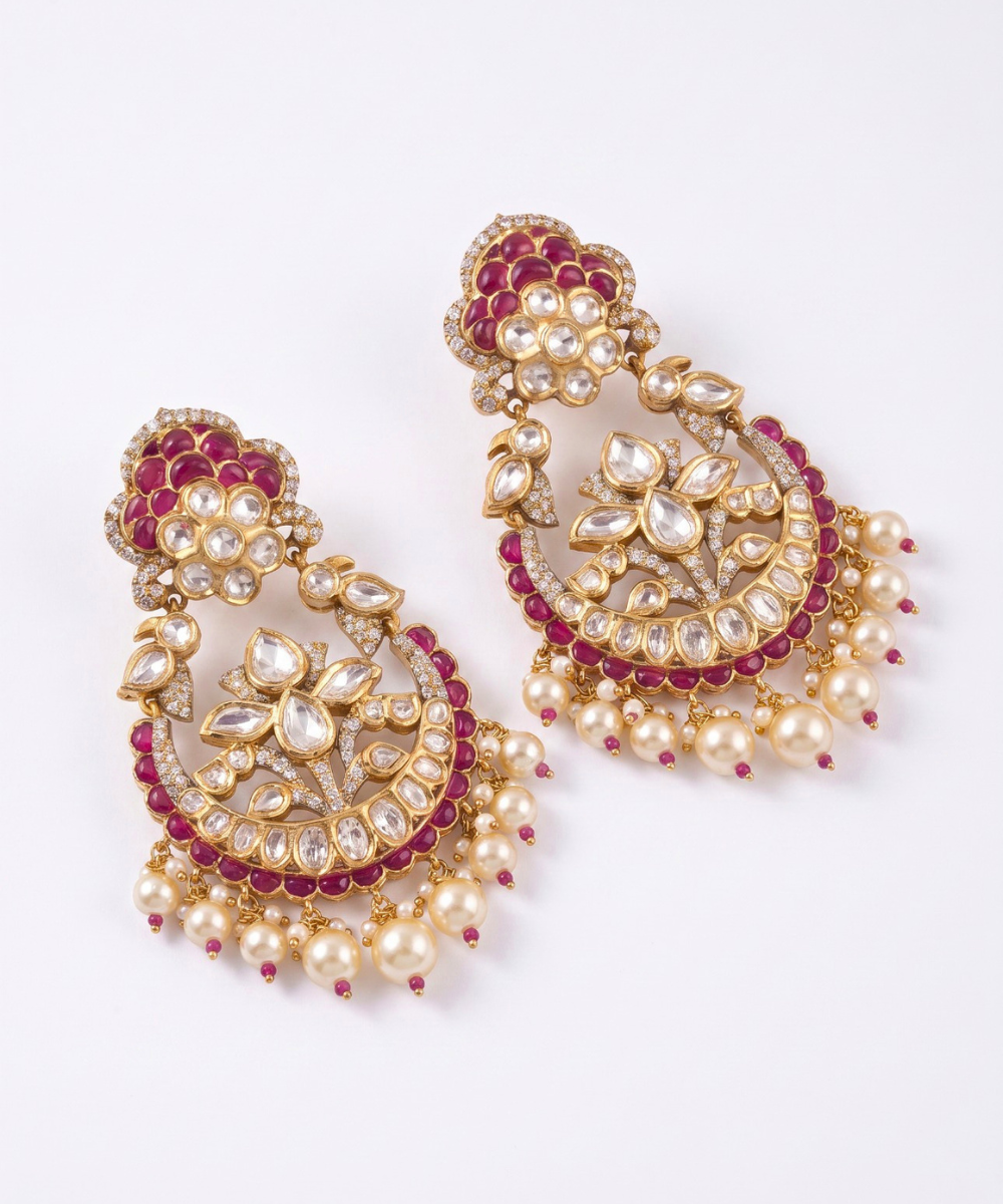 Royal Ruby Pearl Chandbali