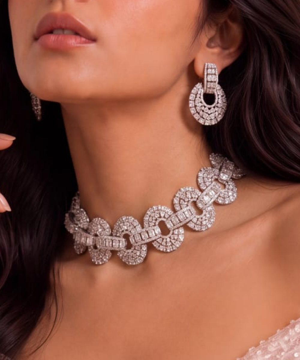 Infinite Diamond Oval Choker Set