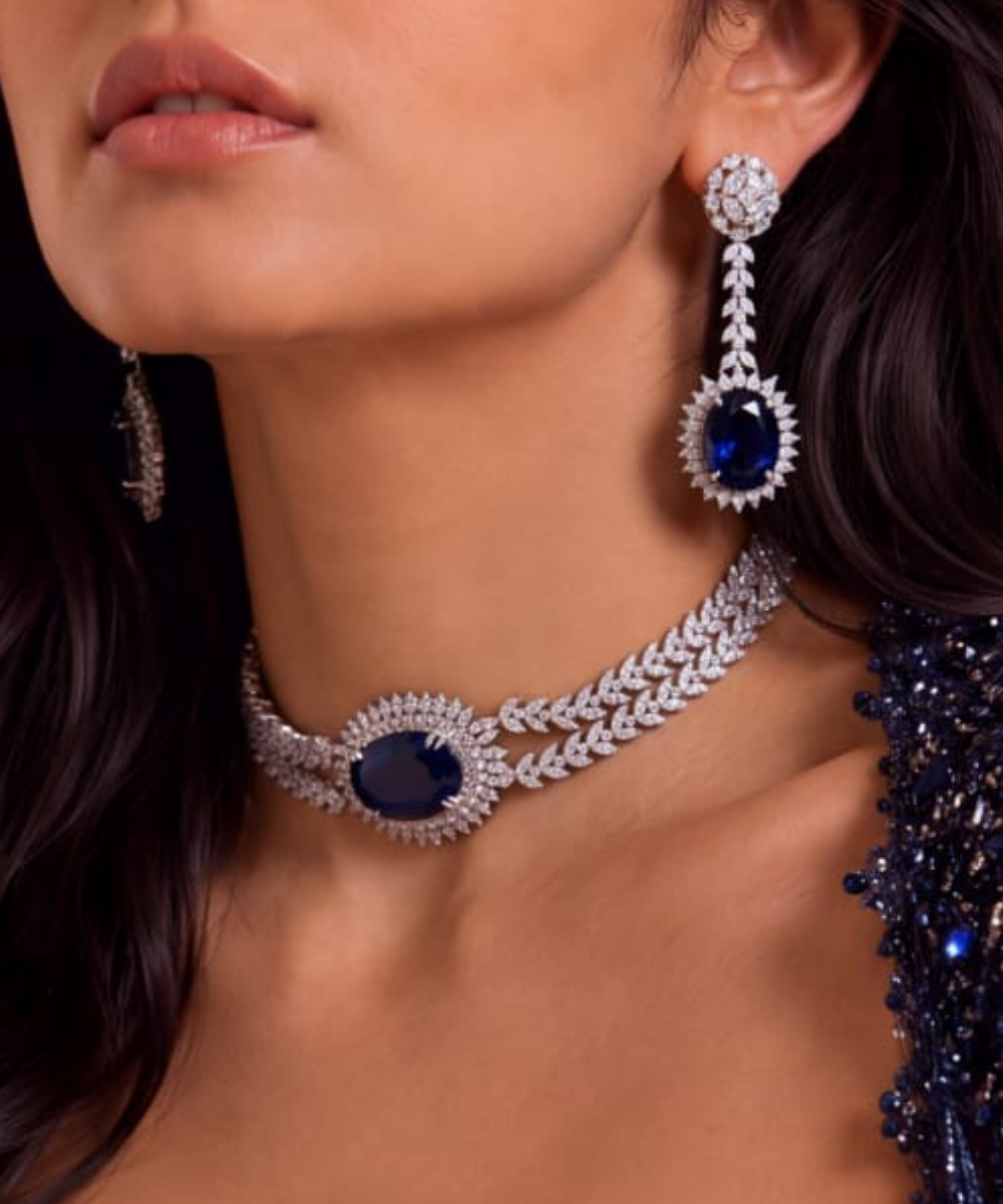 Royal Sapphire and Diamond Choker Set